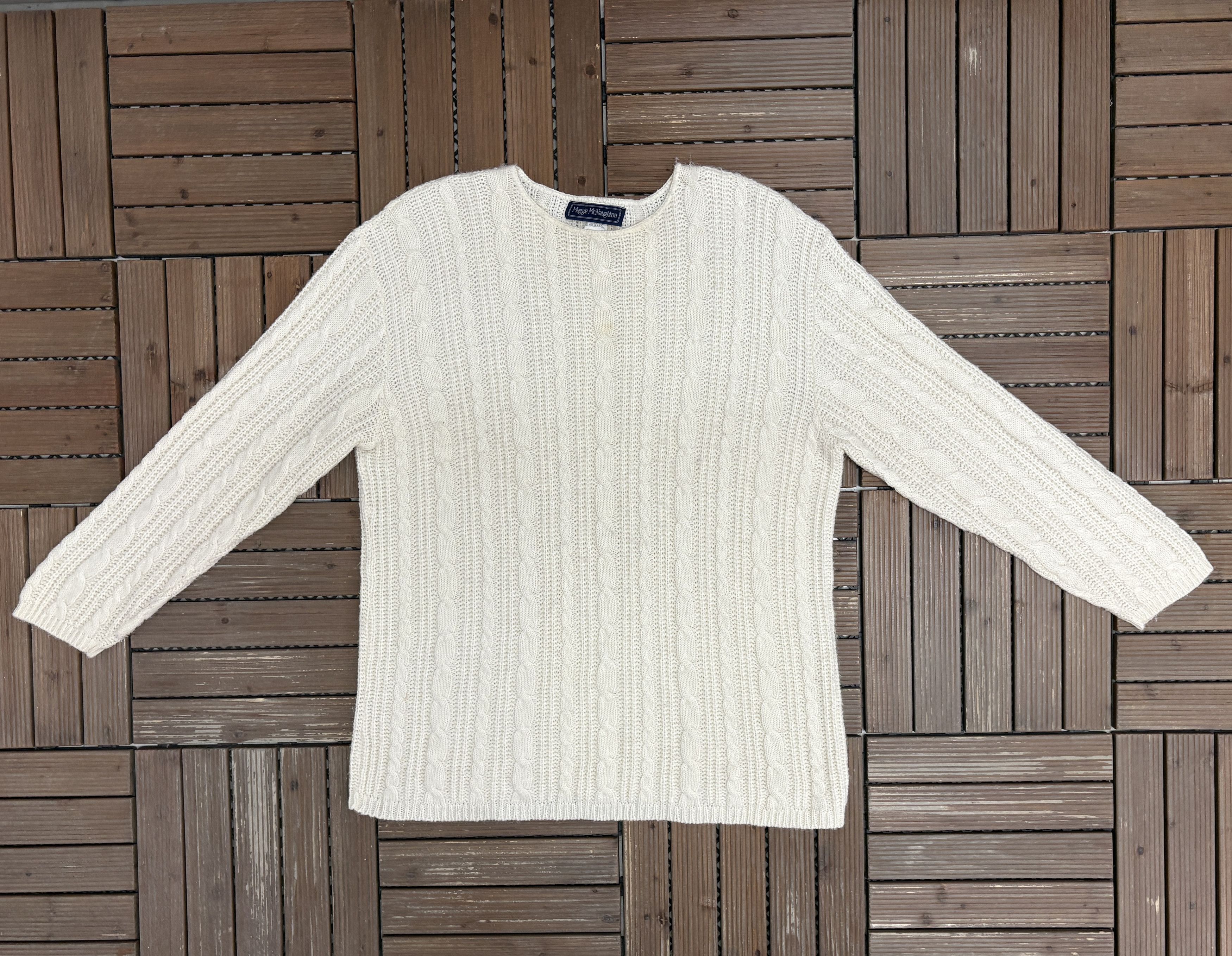 Vintage Maggie McNaughton Cable Knit Vintage White Sweater Size US XXL / EU 58 / 5 - 5 Thumbnail