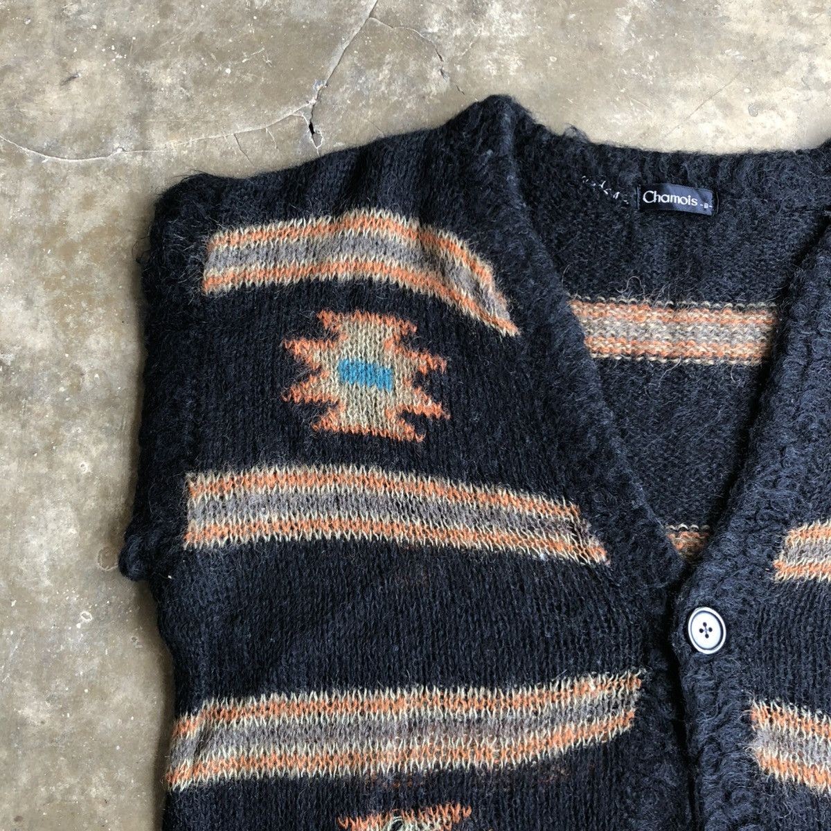 Japanese Brand 2000s Chamois Navajo Motif Mohair Wool Knit Vest Black Size US L / EU 52-54 / 3 - 9 Thumbnail
