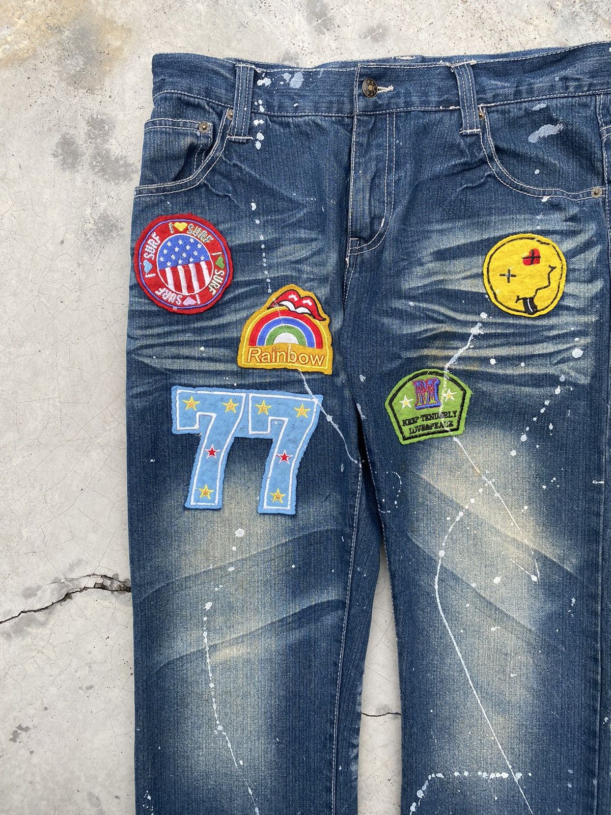 Japanese Brand × Jungles × Vintage Vintage Jungle Storm Patch Denim Jeans Slim fit Size US 34 / EU 50 - 5 Thumbnail
