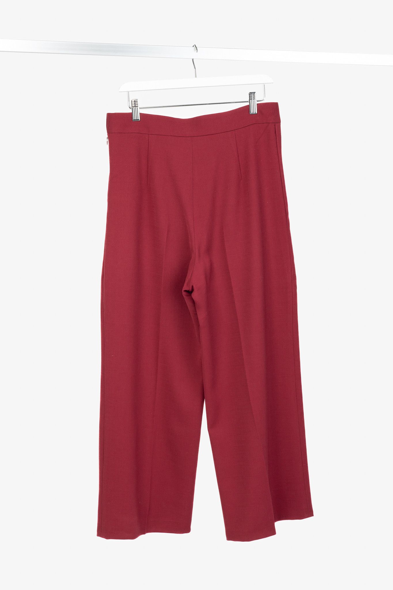 The Row The Row Red Wool Crepe-Knit Wide-Leg Trousers Size 32" / US 10 / IT 46 - 2 Thumbnail