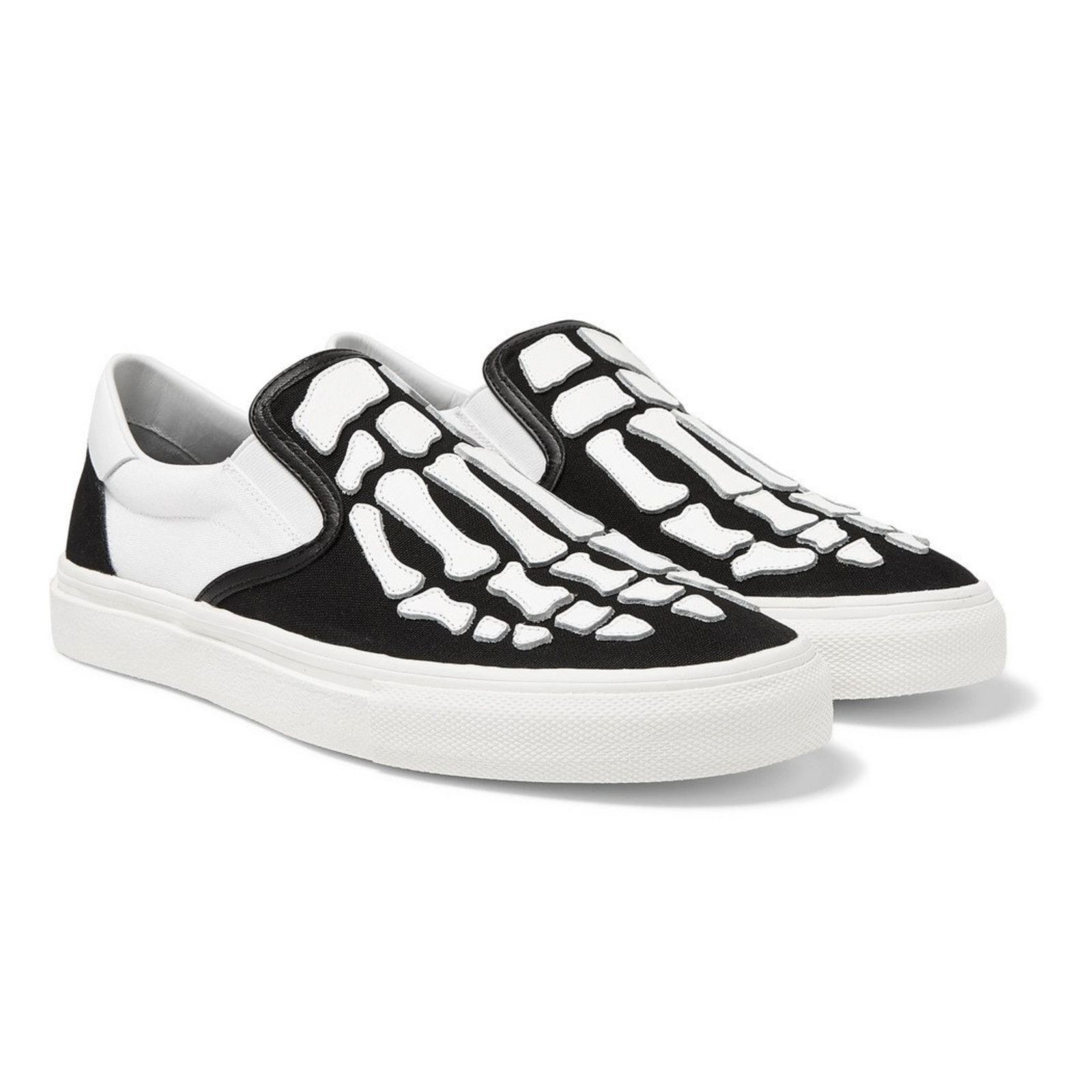 Amiri Amiri Mens Black White Skeleton Slip On Bones Sneakers 44 11 Size US 11 / EU 44 - 1 Thumbnail