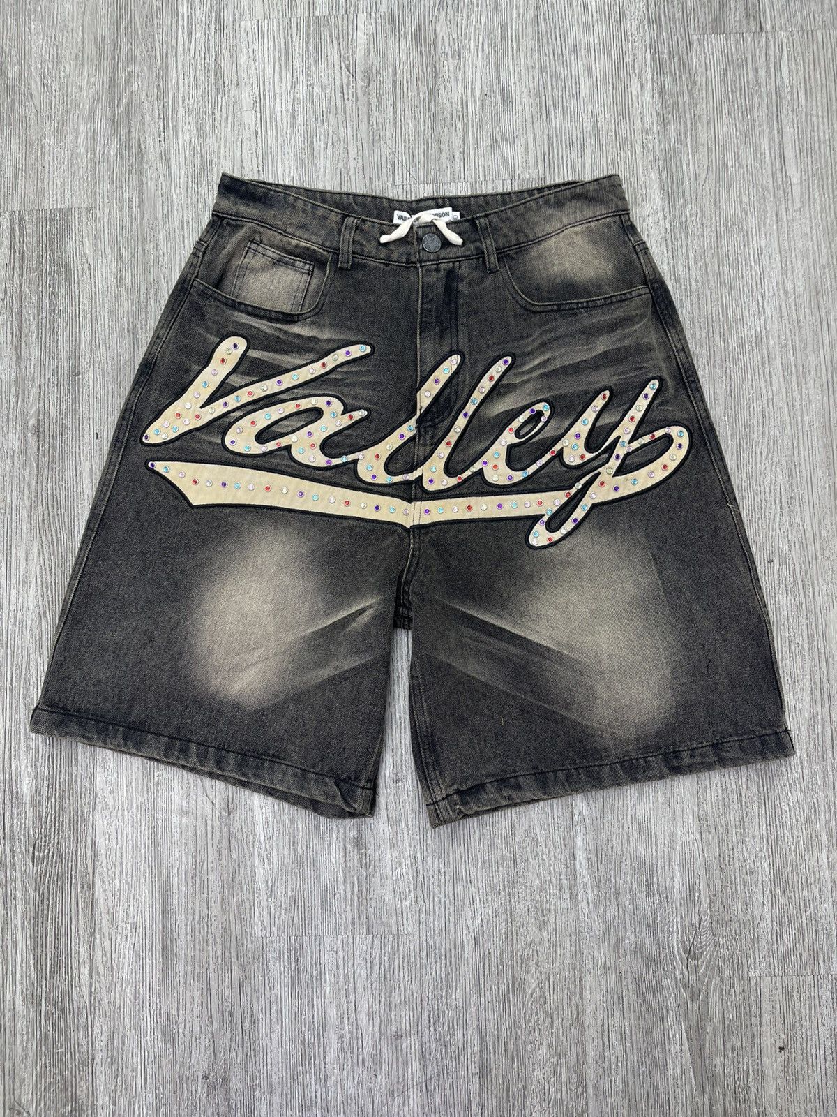 Vale Vale studded denim shorts logo black Size US 30 / EU 46 - 1 Thumbnail