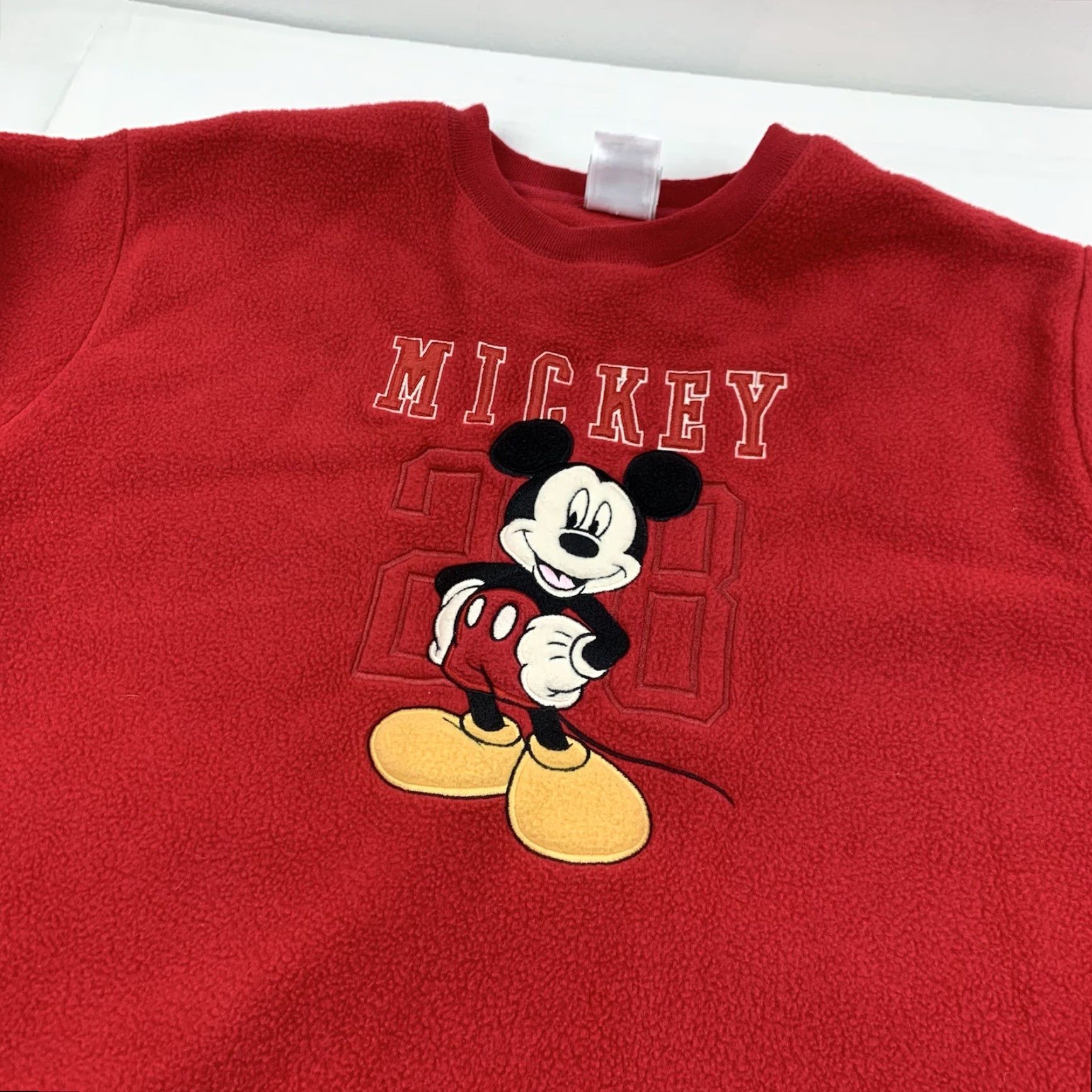 Disney VINTAGE Disney Store Mickey Mouse Sweatshirt Adult L Red Fleece Pullover 90s Logo Embroidered Men Size US L / EU 52-54 / 3 - 2 Thumbnail
