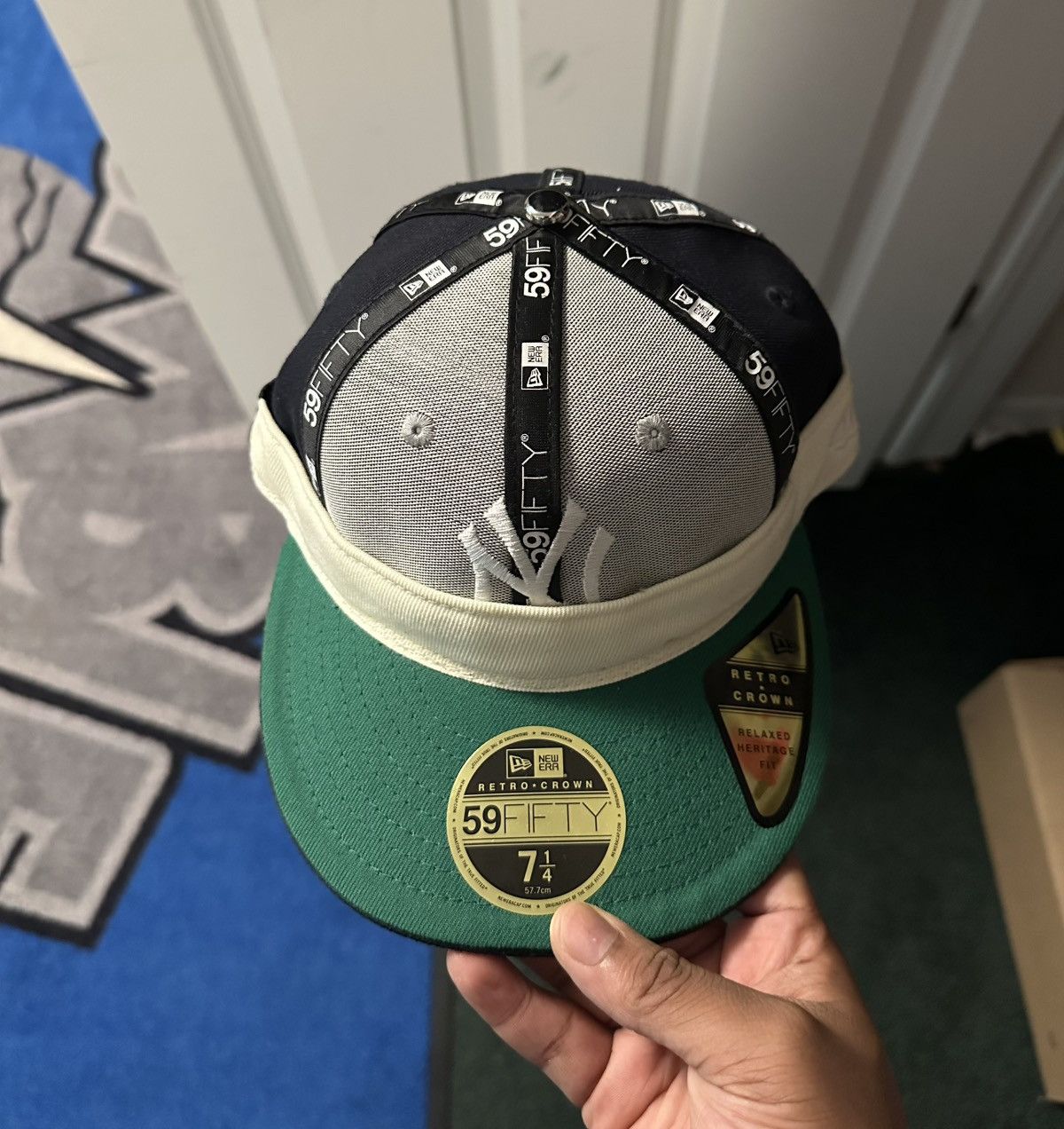 Hat Club Yankees 7 1/4 Blue/Green Brim Inside Out) HAT CLUB Size ONE SIZE - 5 Thumbnail
