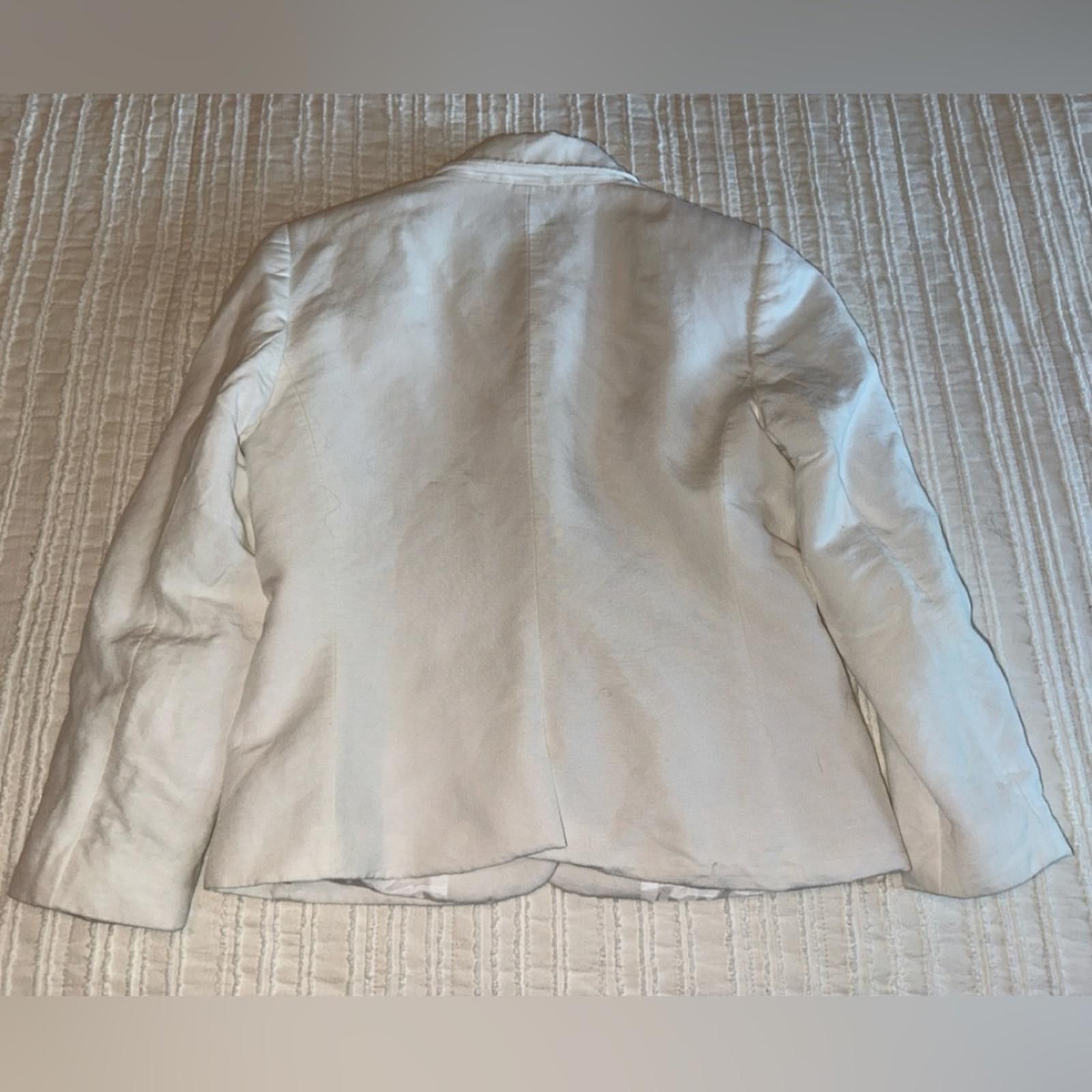 Elie Tahari Tahari Linen Blazer 8 P Women's White Size M / US 6-8 / IT 42-44 - 6 Thumbnail