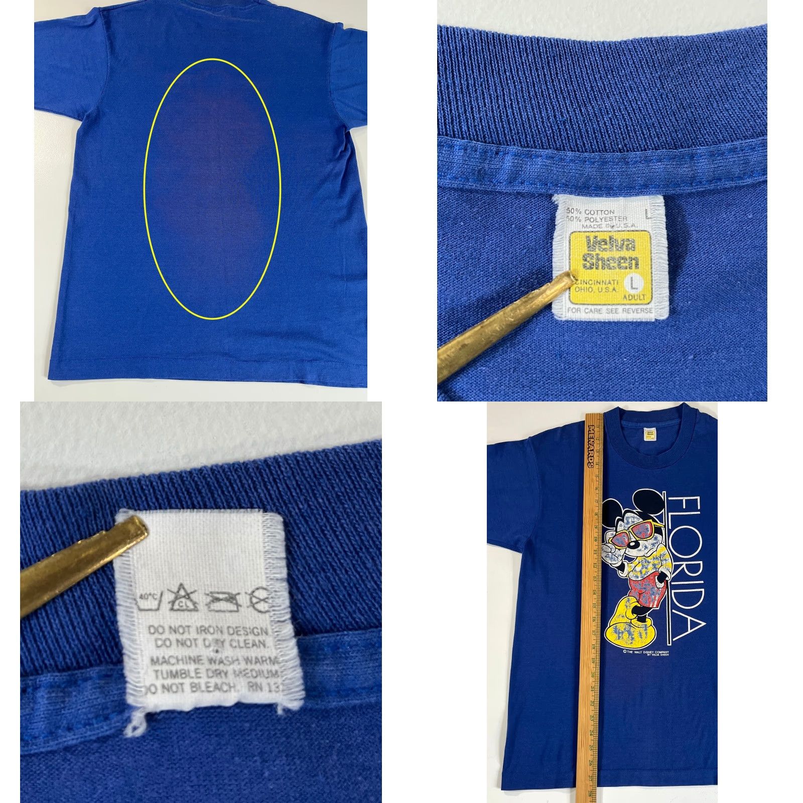 Velva Sheen VINTAGE Velva Sheen Mickey Mouse Florida Unisex Adult T-Shirt L Blue 80s Disney Man/Men’s Men Size US L / EU 52-54 / 3 - 8 Thumbnail