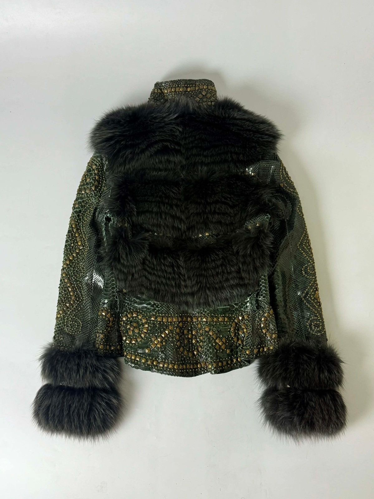 Roberto Cavalli Roberto Cavalli Embellished Studded Python Leather & Fur Size S / US 4 / IT 40 - 3 Thumbnail