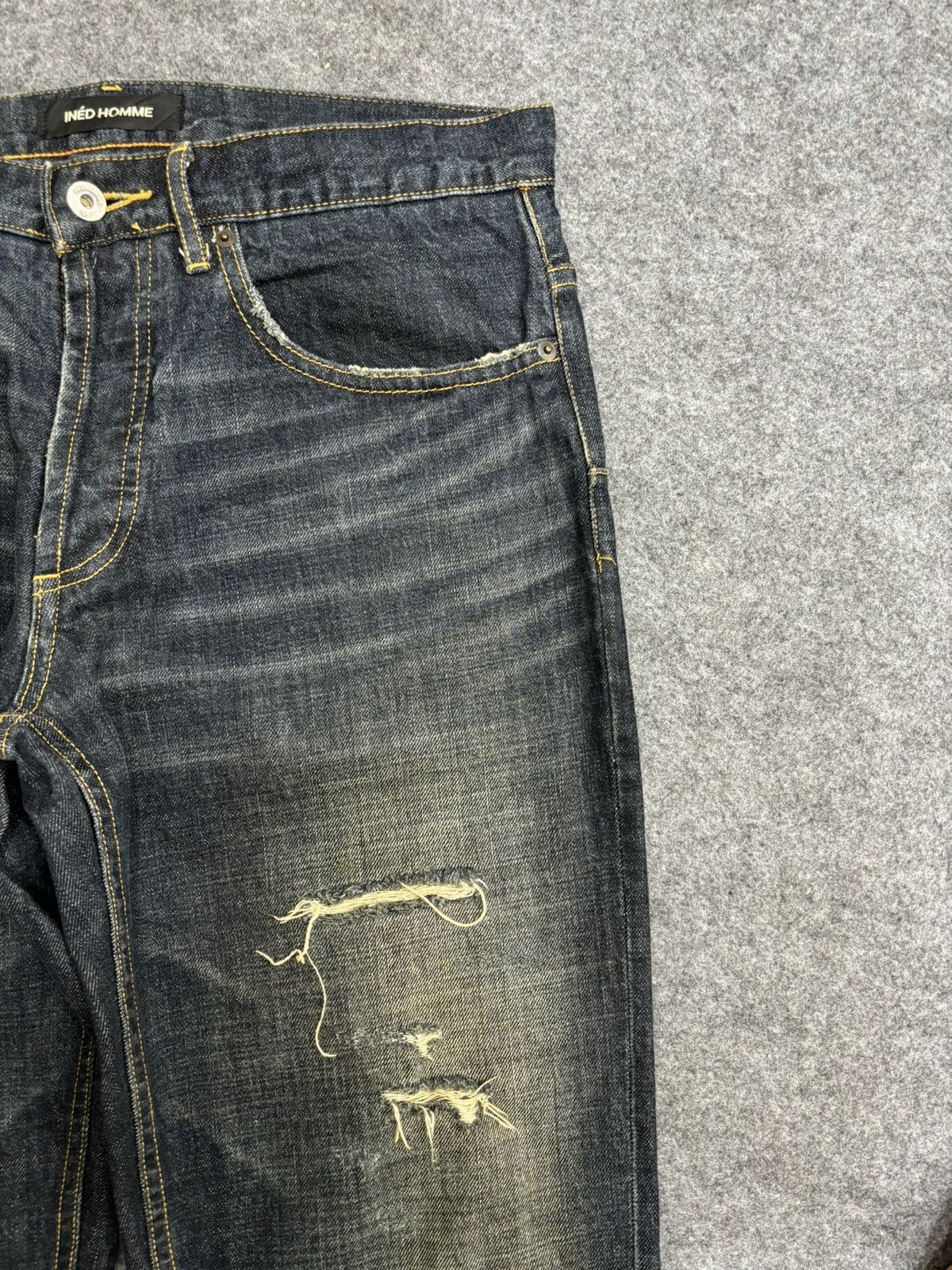 Designer 💥Designer💥Archival Ined Homme Distressed Denim F510 Size US 33 - 4 Thumbnail