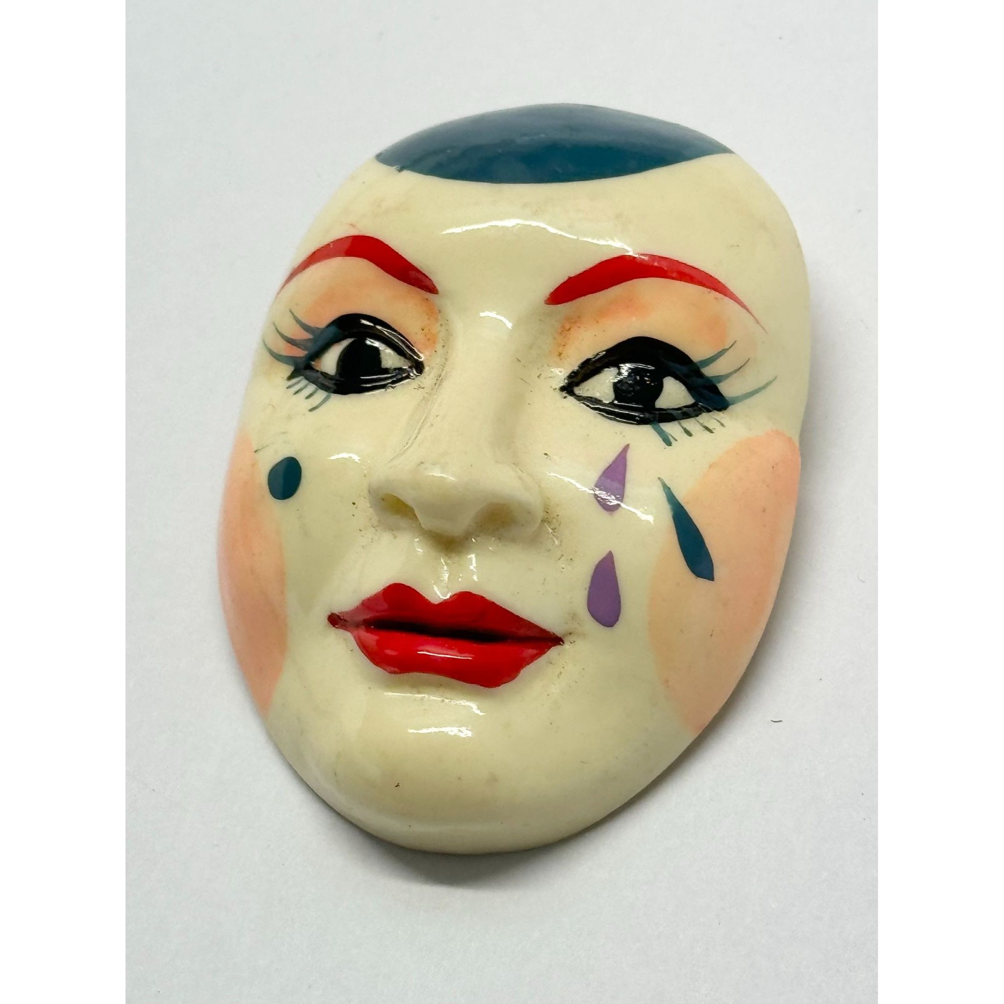 Vintage Vintage Lucite plastic painted clown brooch pin Size ONE SIZE - 2 Thumbnail