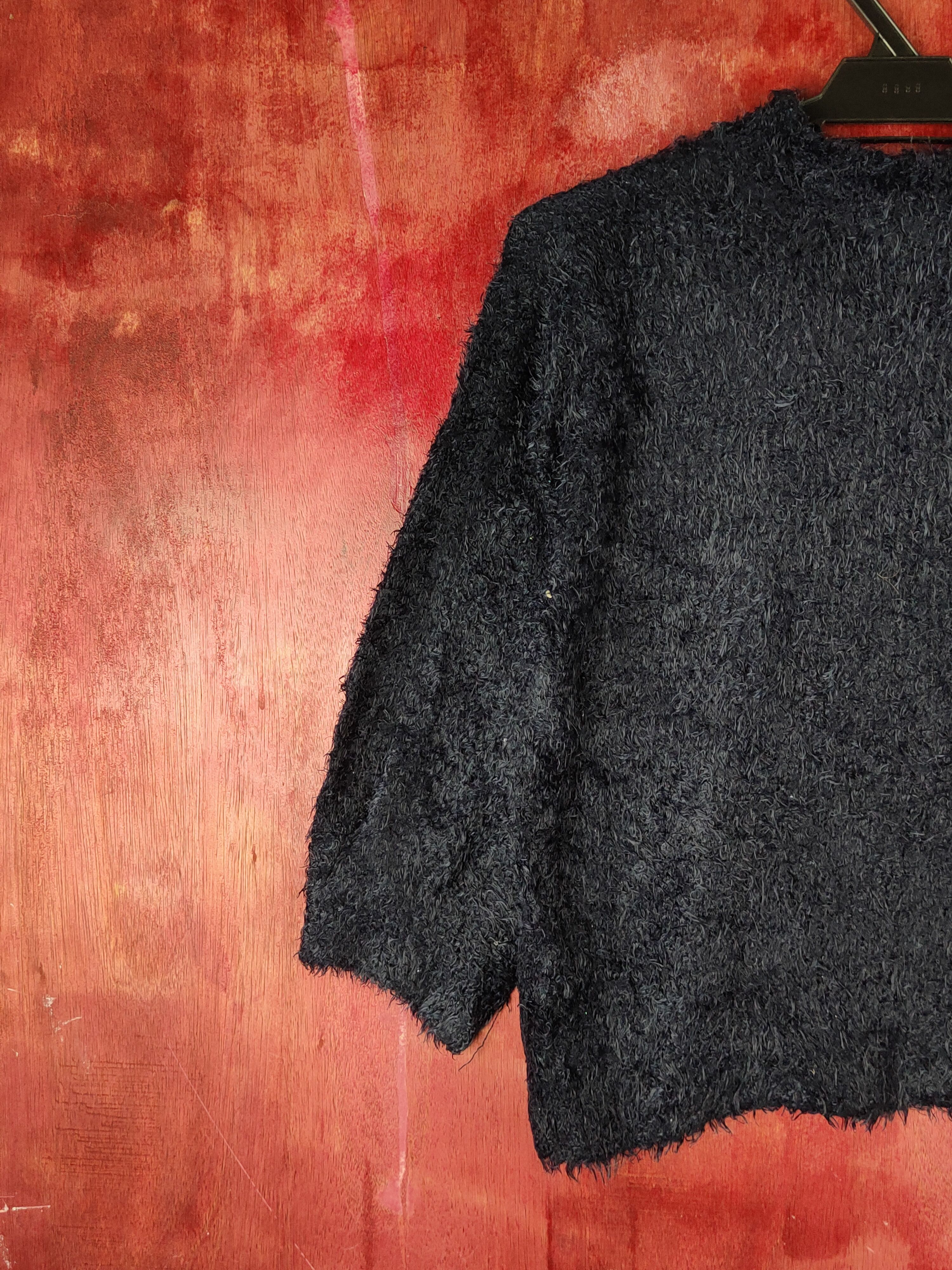 GU GU Navy Shag Shaggy Fur Mohair Knitwear #S2165 Size M / US 6-8 / IT 42-44 - 8 Thumbnail