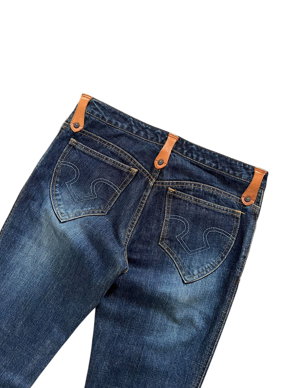 Obelisk 1990s Obelisk Stitching Flare Denim Leather Trim Size US 30 / EU 46 - 10 Thumbnail