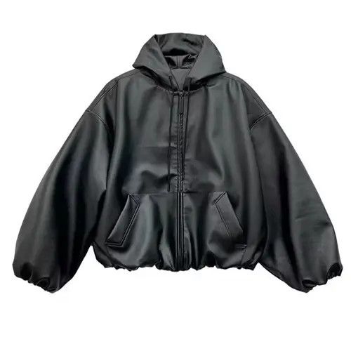 VIBE Avant Garde Loose Zipper PU Leather Oversized Jacket Size US XL / EU 56 / 4 - 3 Thumbnail