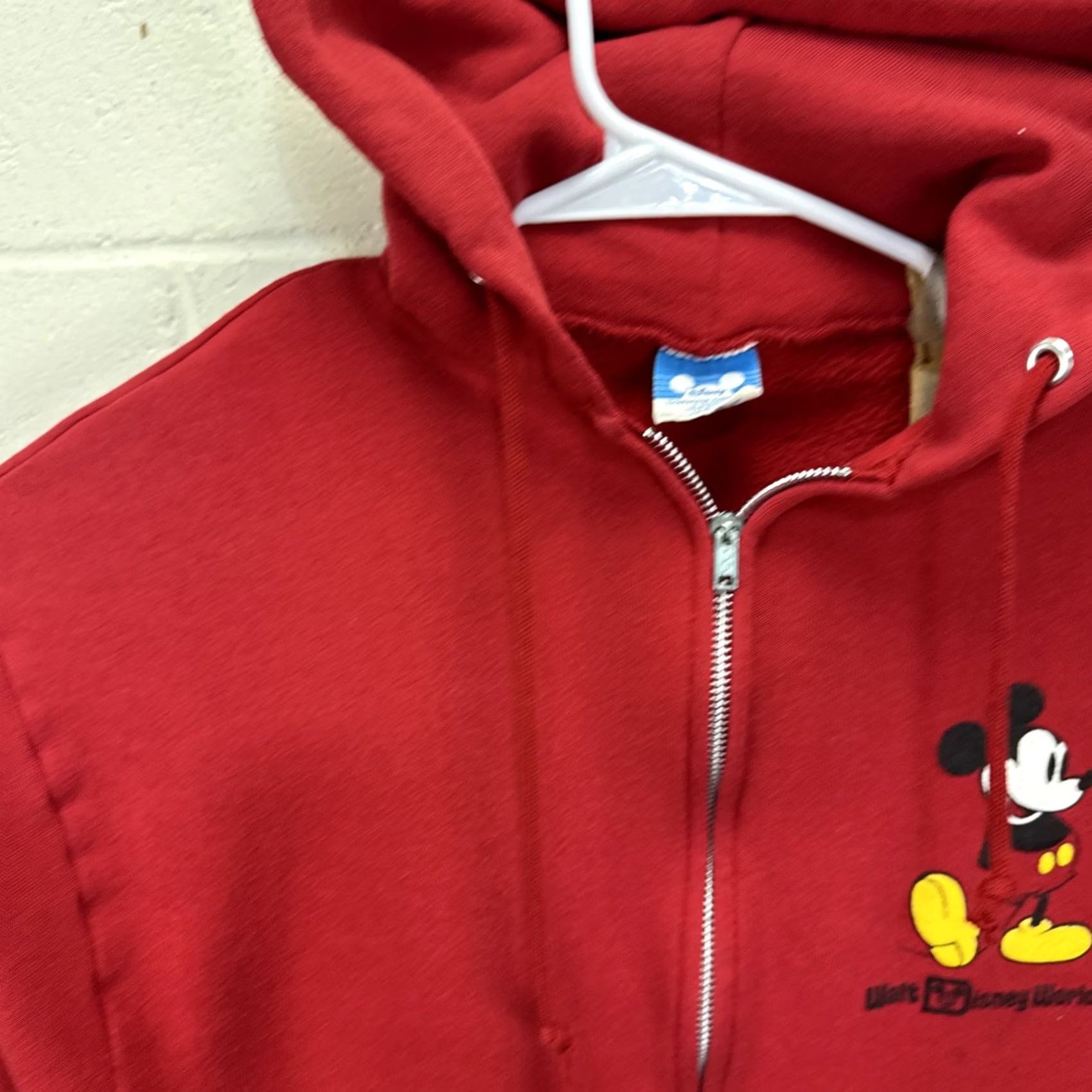 Disney VINTAGE Disney Mickey Mouse Zip Up Hoodie Red Large 80s Distressed Full Zip Hooded Graphic Print Men L Red Disney Character Fashions Retro Carton Size US L / EU 52-54 / 3 - 3 Thumbnail