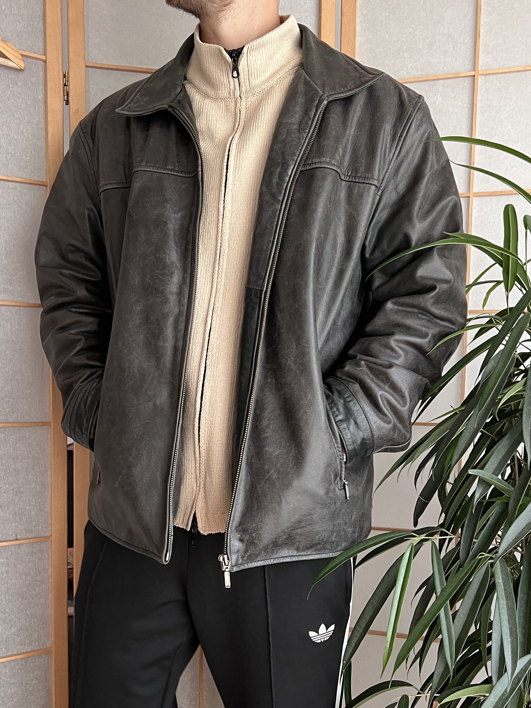 If Six Was Nine Vintage 90s Faded Leather coat hard jacket baggy y2k opium Size US L / EU 52-54 / 3 - 16 Thumbnail