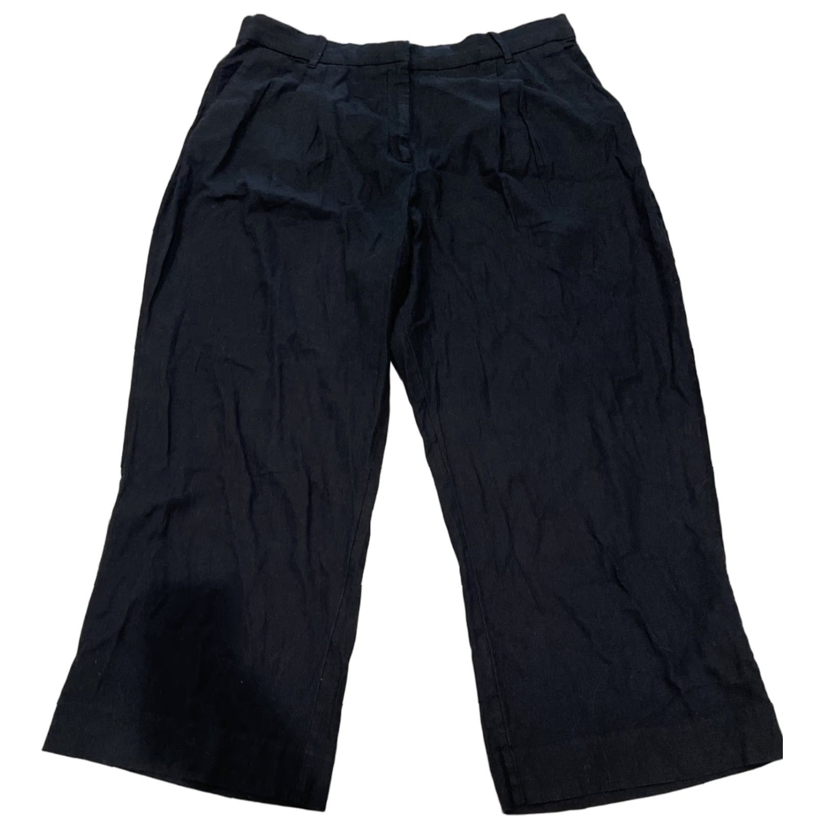 Abercrombie & Fitch Abercrombie & Fitch Womens Wide Leg Pants Black PXL Short Linen Blend Casual Size 40" / US 18 - 1 Thumbnail