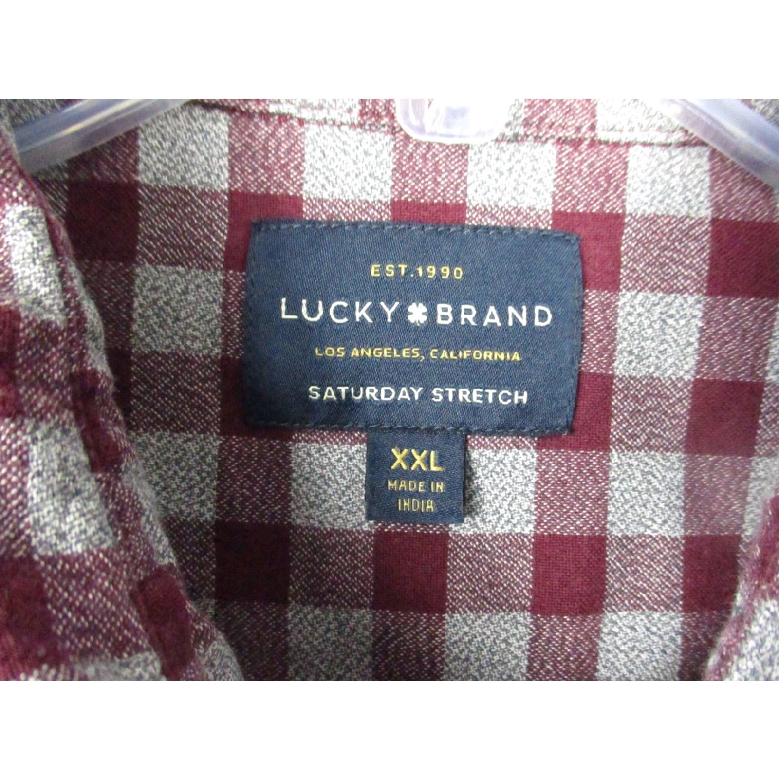 Lucky Brand Lucky Brand Shirt Mens 2XL Saturday Stretch Red Plaid Cotton Blend Long Sleeve Shirt Size US XXL / EU 58 / 5 - 4 Thumbnail