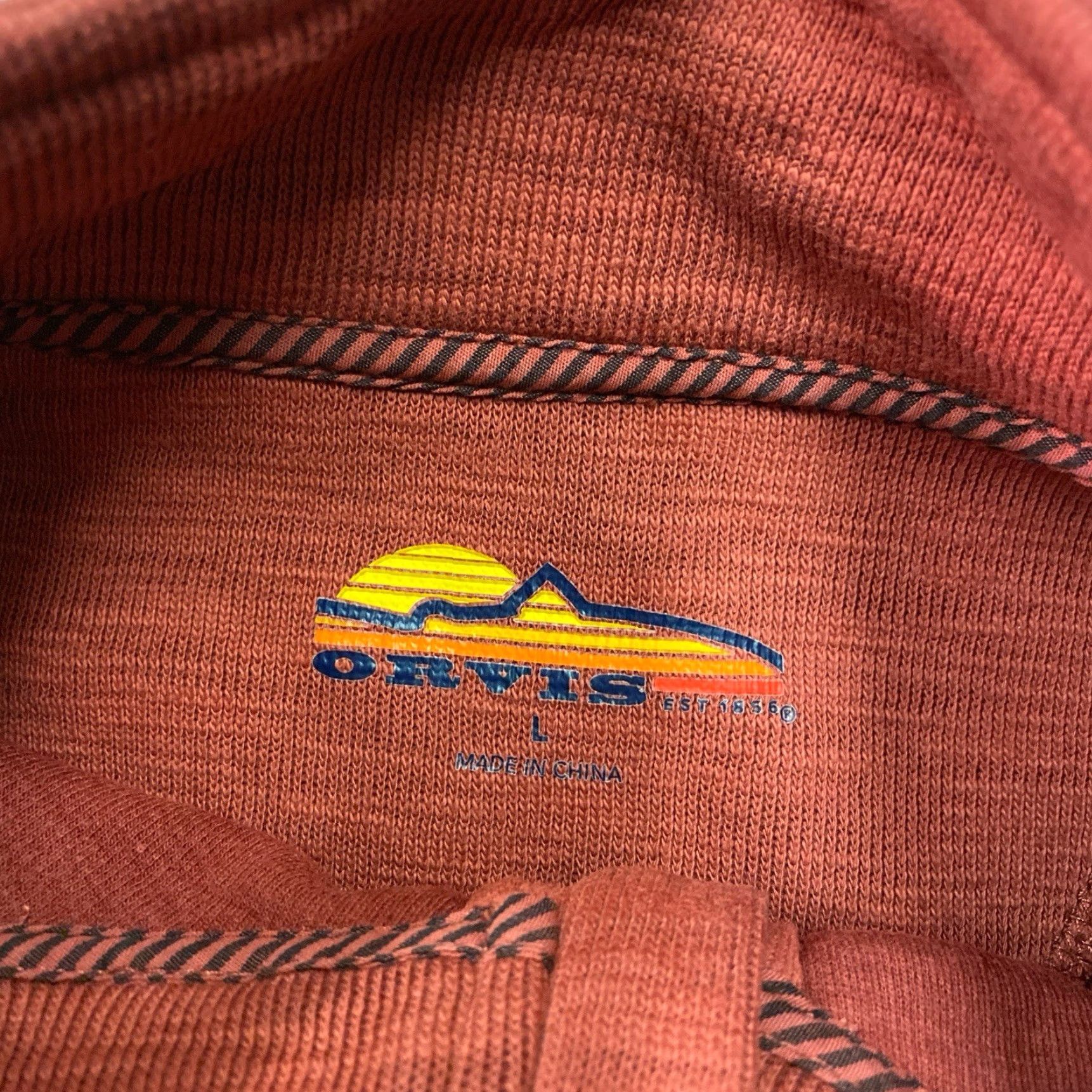 Orvis Orvis Men's Large Heritage Quarter-Zip Sweatshirt Rust Red Trout Logo Size US L / EU 52-54 / 3 - 4 Thumbnail