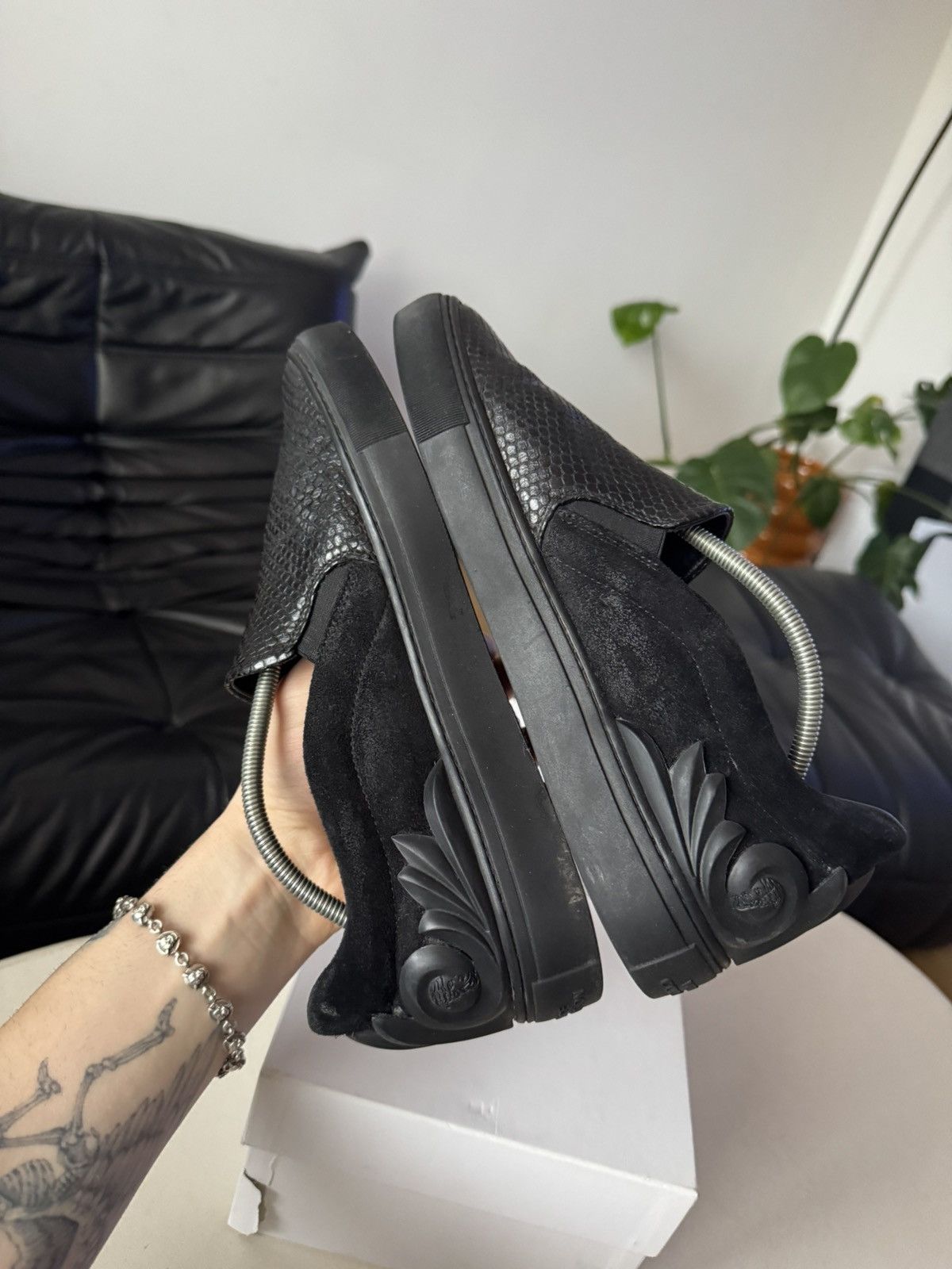 Versace Versace Collection Black Snake Skin Slip Ons Designer Shoes Size US 8 / EU 41 - 5 Thumbnail