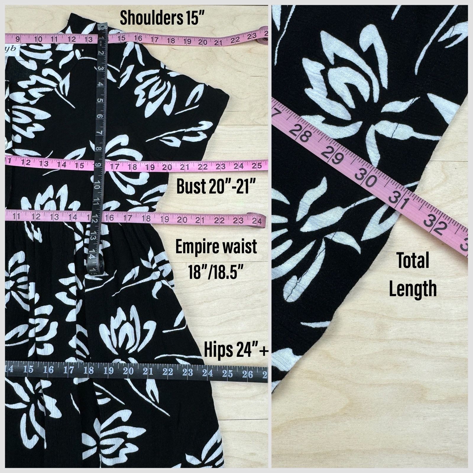 Vintage Vintage 1990s Black and White Floral Babydoll Minidress Size M / US 6-8 / IT 42-44 - 5 Thumbnail