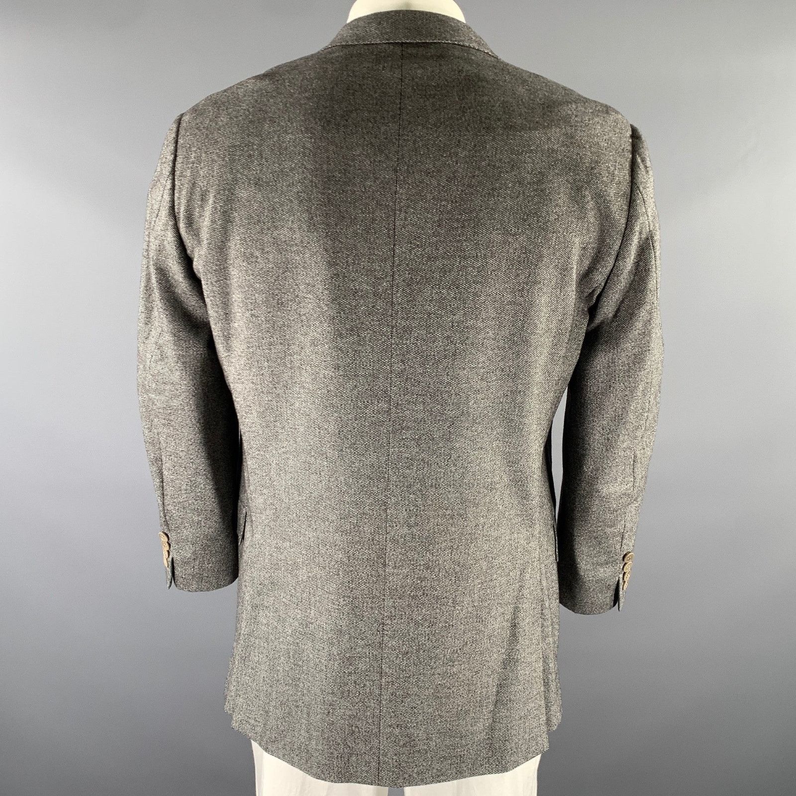 Ermenegildo Zegna ERMENEGILDO ZEGNA 44 Grey Black Marled Wool Blend Sport Coat Size 54R - 3 Thumbnail