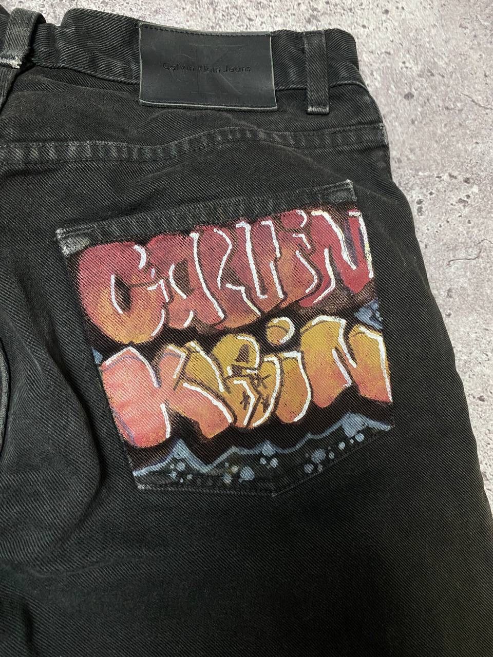Calvin Klein × Vintage Crazy Custom Baggy Calvin Klein Pants Denim Distressed Y2K Size US 31 - 4 Thumbnail