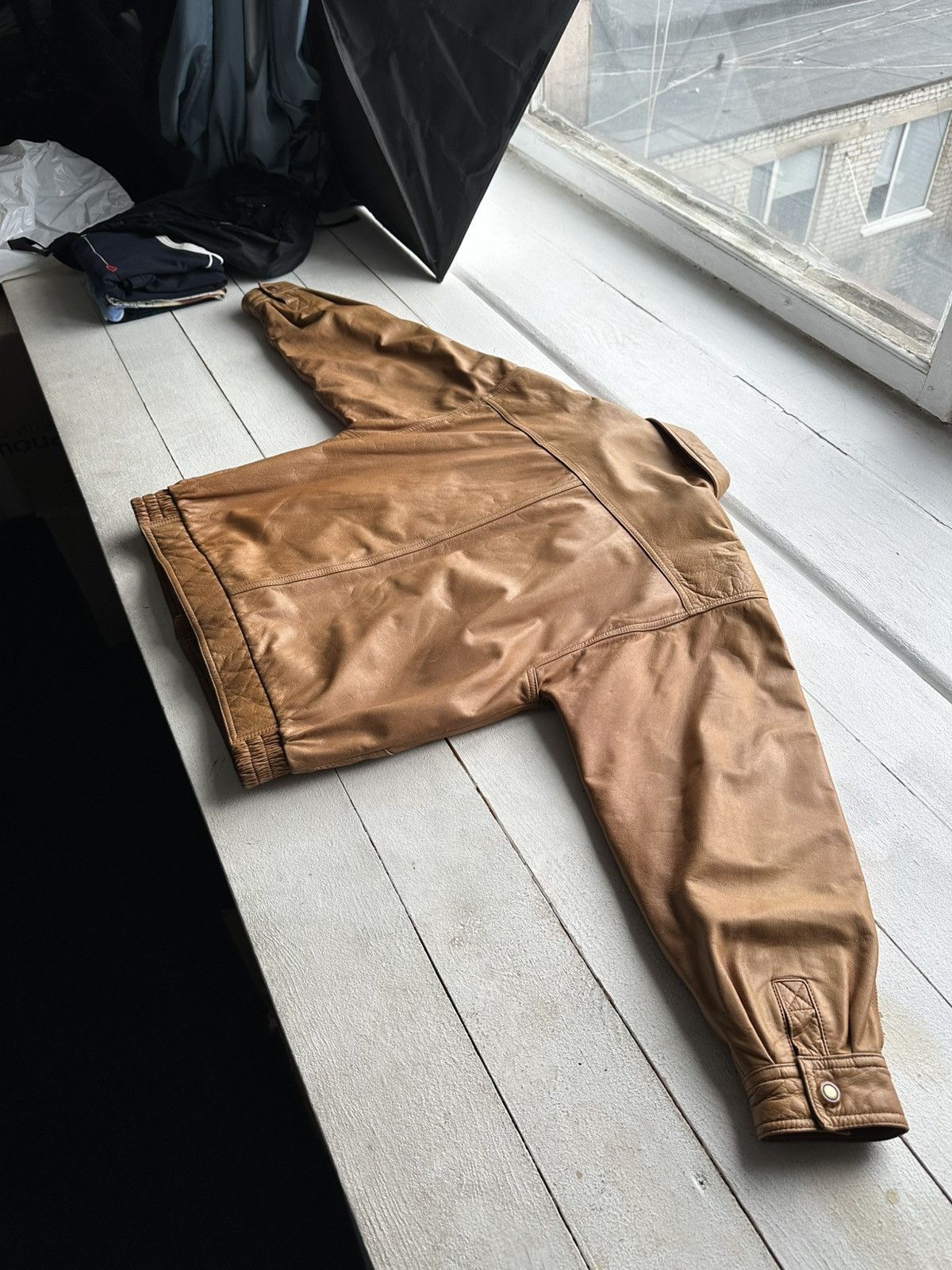 Vintage VNTG🚨 LEATHER JACKET CROPPED AVANT GARDE Y2K MOTO COWBOY Size US L / EU 52-54 / 3 - 10 Thumbnail