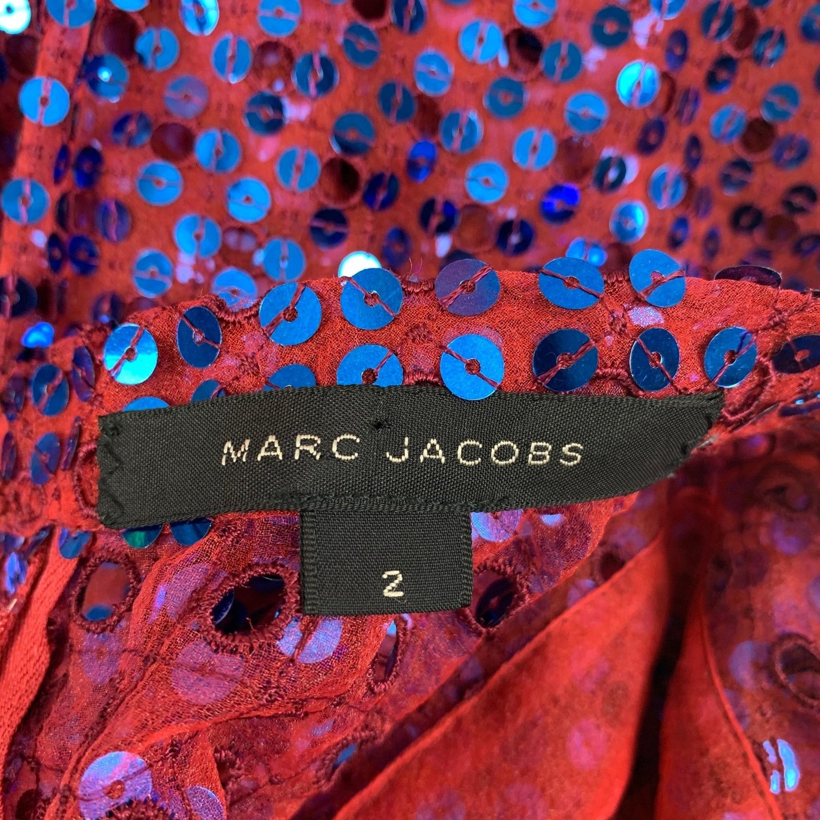 Marc Jacobs Size 2 Orange & Blue Polyester Blend Sequined Shift Dress Size XS / US 0-2 / IT 36-38 - 5 Thumbnail