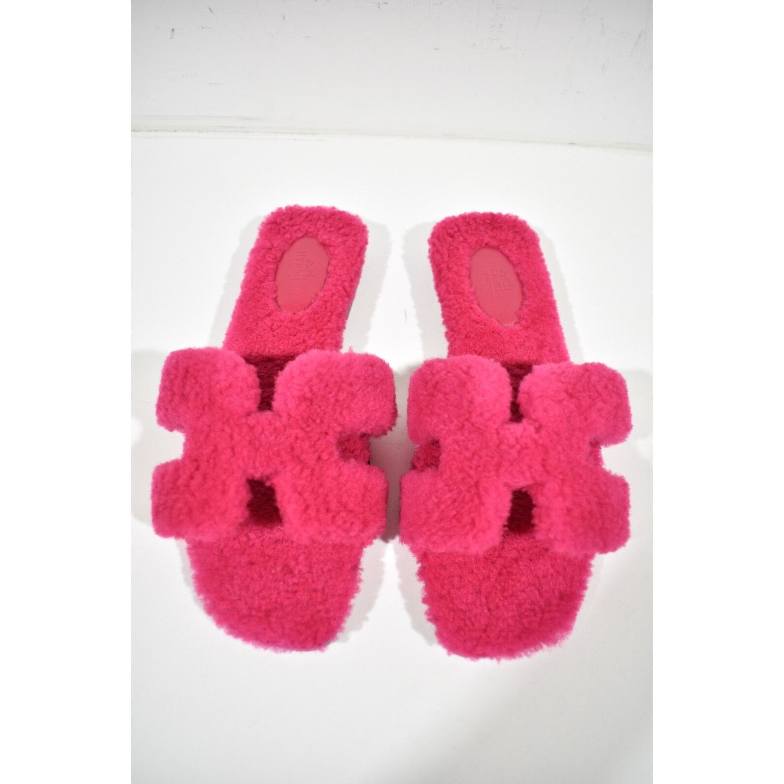 Hermes Hermes Oran Teddy Shearling Fur Pink H Logo Slide Sandal Size US 9 / IT 39 - 4 Thumbnail