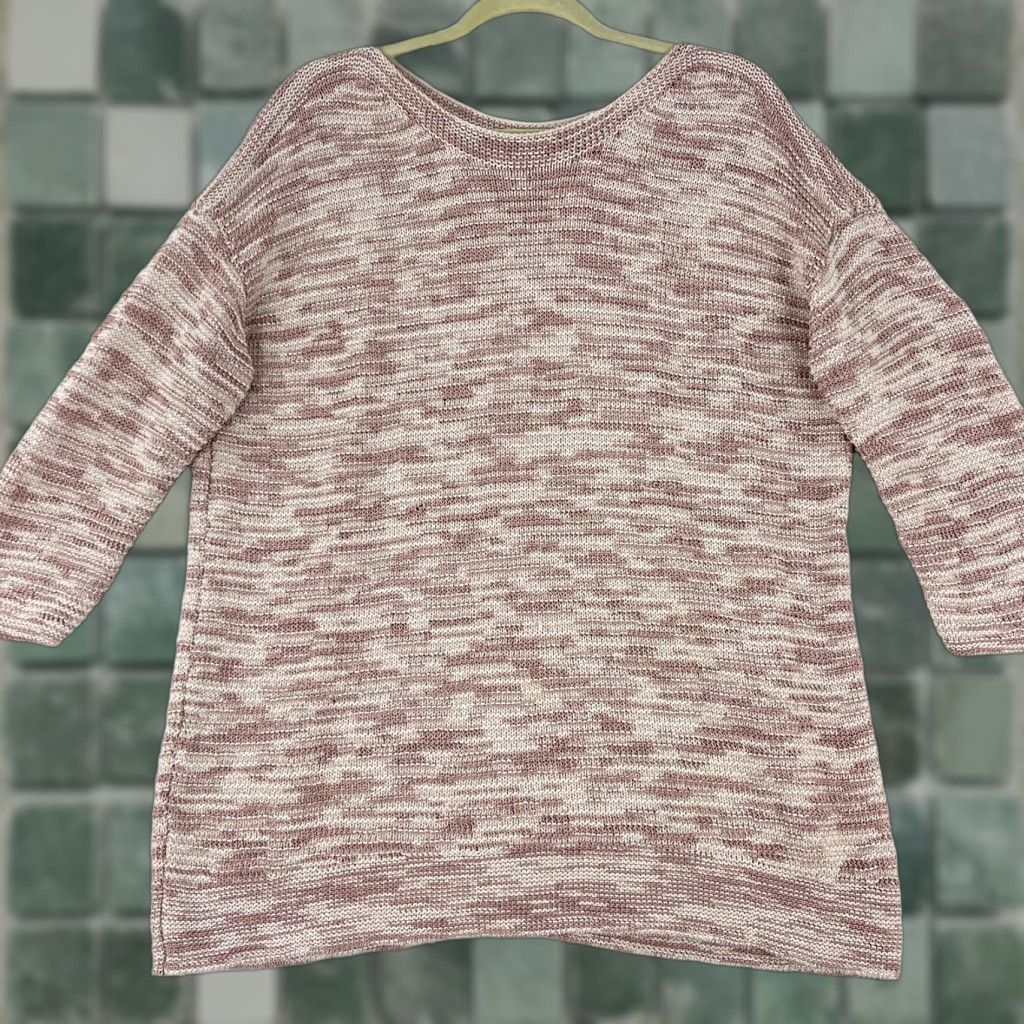 J. Jill J. Jill Pink Knit Boat Neck Sweater Women Large 3/4 Sleeve Pullover Casual Knit Heavyweight Cotton Polyester Knit Pullover Women's Sweater 90s? Size L / US 10 / IT 46 - 1 Thumbnail