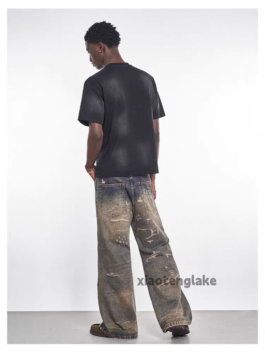 Jean Washed faded utility punk yuppie grunge ripped jeans Size US 30 / EU 46 - 1 Thumbnail