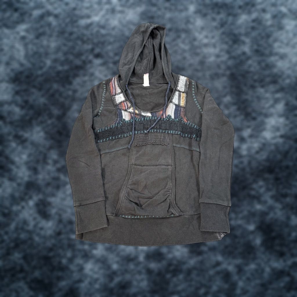 Free People VINTAGE Free People Hoodie Womens Small Black Boho Patchwork Y2K Bohemian Pullover Womens Size S / US 4 / IT 40 - 1 Thumbnail