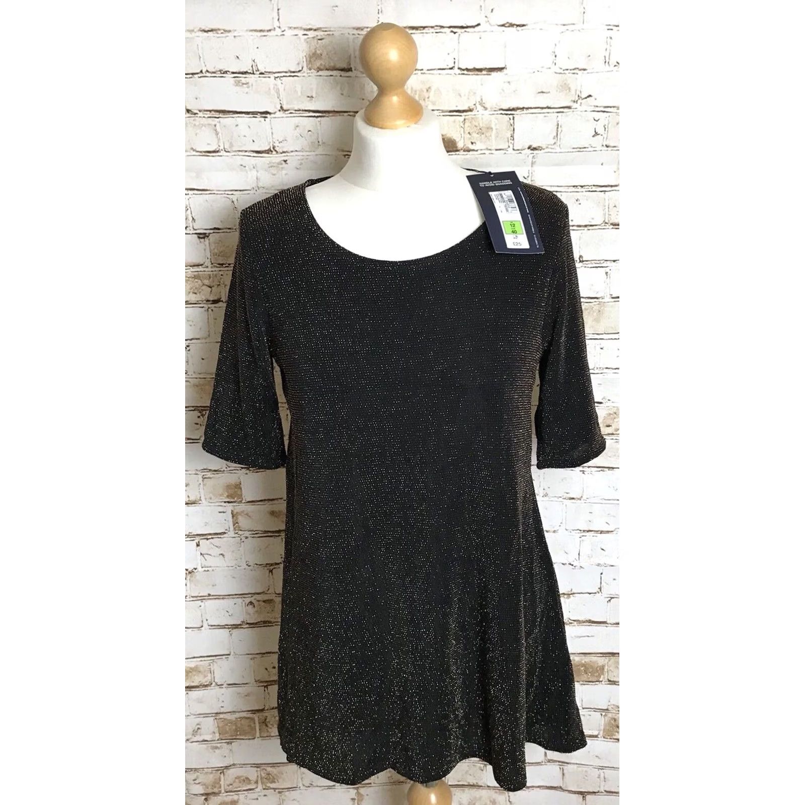 Marks & Spencer Marks & Spencer Armoury Gold Mix Top Women’s BNWT Crew Neck Short Sleeve UK 12 M&S Armoury Gold Mix Top Ladies BNWT Fashion Bragging Rights Size XL / US 12-14 / IT 48-50 - 2 Thumbnail