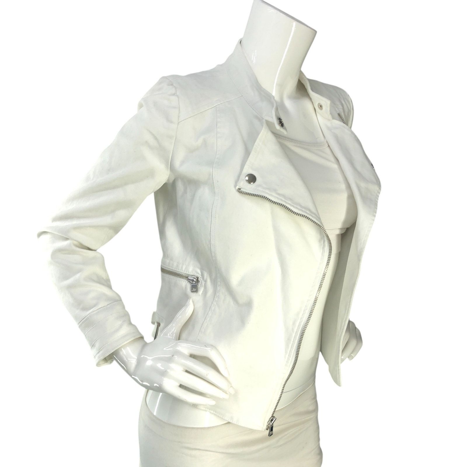 Banana Republic Banana Republic Sz XSP Jacket Soco Moto Cotton Stretch White Size XS / US 0-2 / IT 36-38 - 10 Thumbnail
