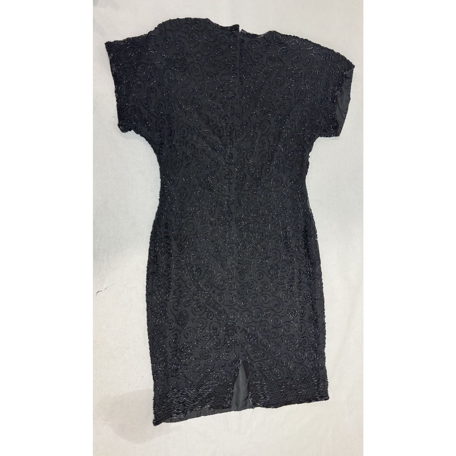 Other Vintage 1980s Pure Silk Beaded Dress Black Whimsigoth Dress Size S / US 4 / IT 40 - 3 Thumbnail