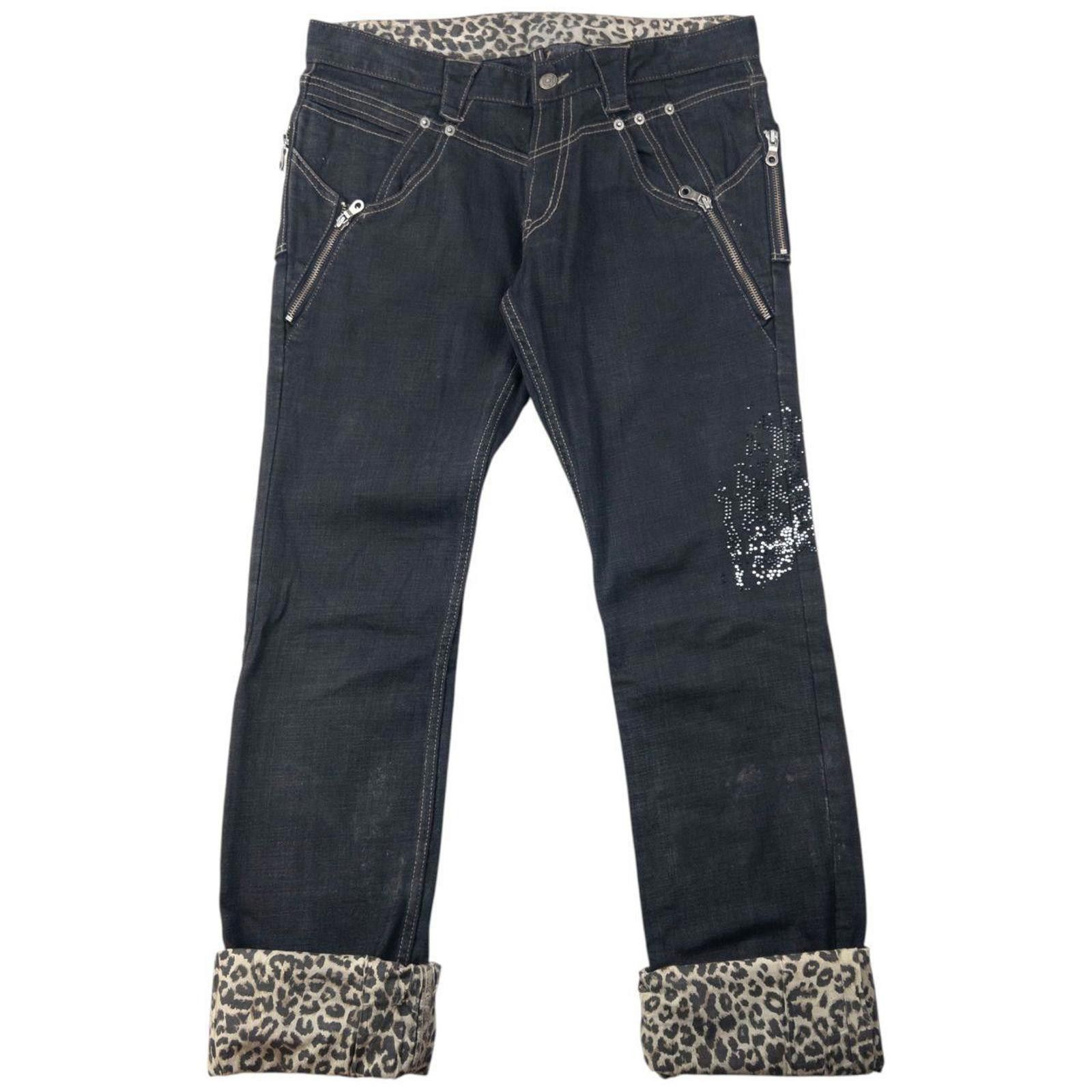 Other Vintage 2000s PPFM Roll Cuff Diamonte Denim Jeans Size W32 Size US 32 / EU 48 - 2 Thumbnail