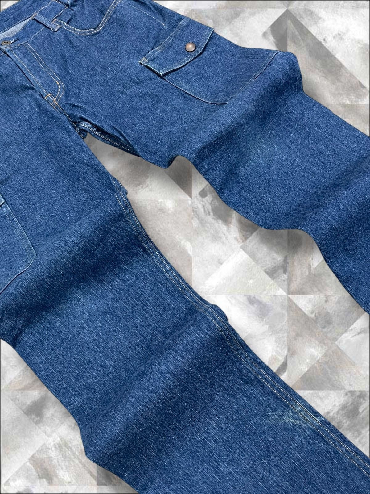 Japanese Brand Vintage 1990s Japan Designer Blue Baggy Cargo Streetwear Size US 32 / EU 48 - 6 Thumbnail