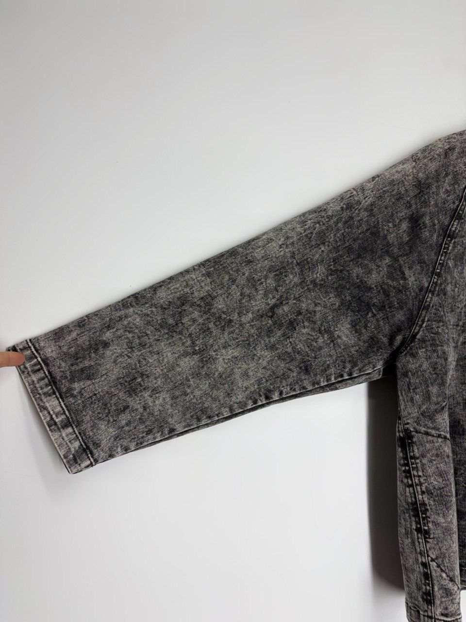 Norma Kamali Norma Kamali Black Acid Washed Denim A-Line Jacket Coat Size L / US 10 / IT 46 - 8 Thumbnail