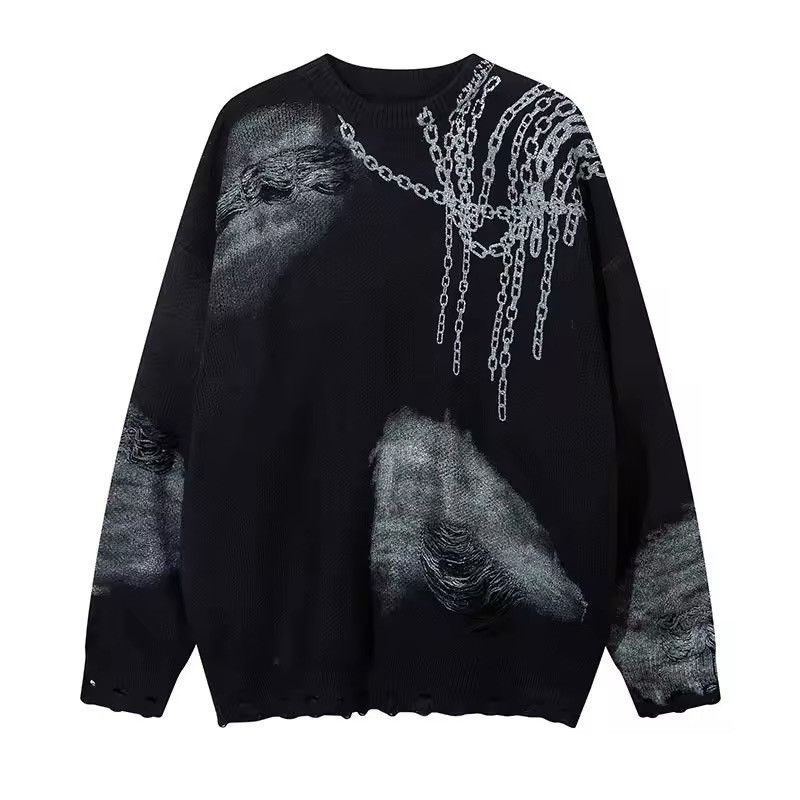 Other Gothic Punk Chain Printed Knitted Sweater Pullover Size US S / EU 44-46 / 1 - 1 Thumbnail