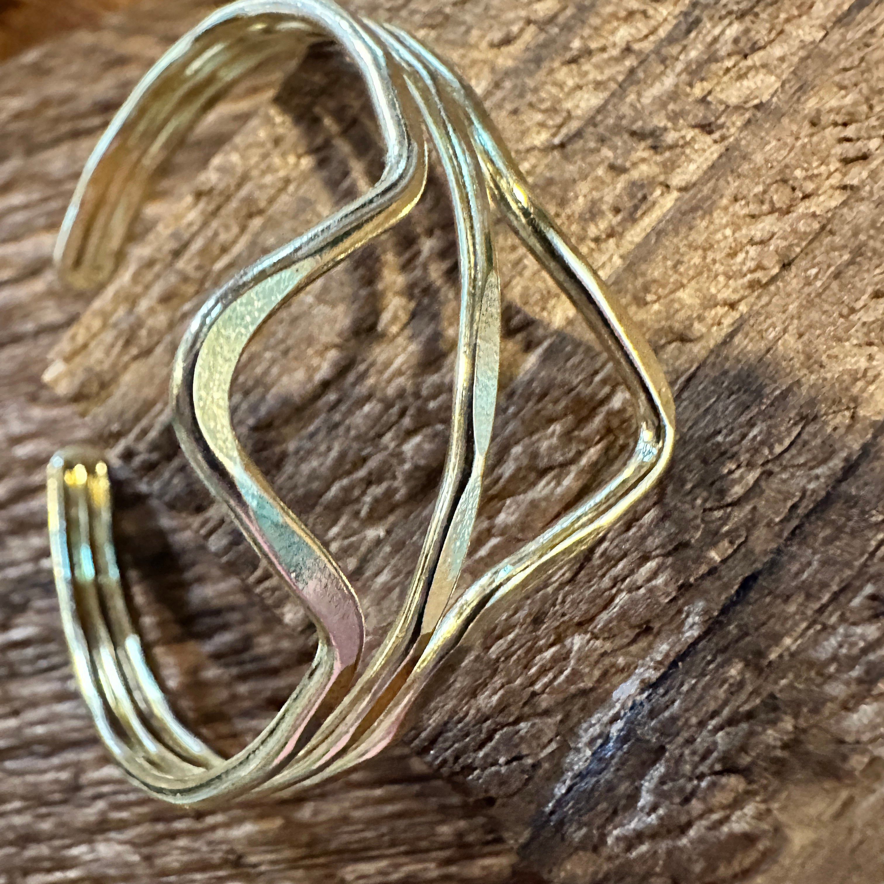 Other Handcrafted Boho Gold Plated Adjustable Cuff Bracelet - Two Size ONE SIZE - 4 Thumbnail