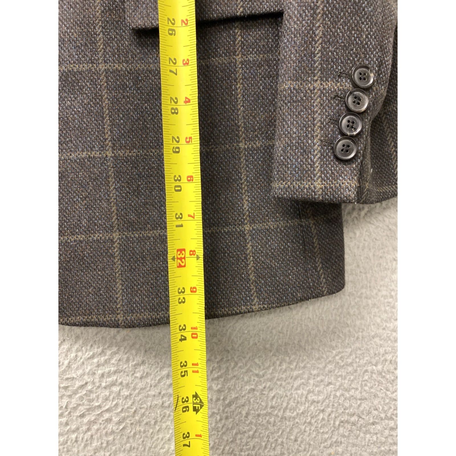 Hugo Boss Hugo Boss Blazer Mens 42L Brown Tweed Three-Button Sport Coat Check Regular Fit Double-Vented Size 42L - 6 Thumbnail
