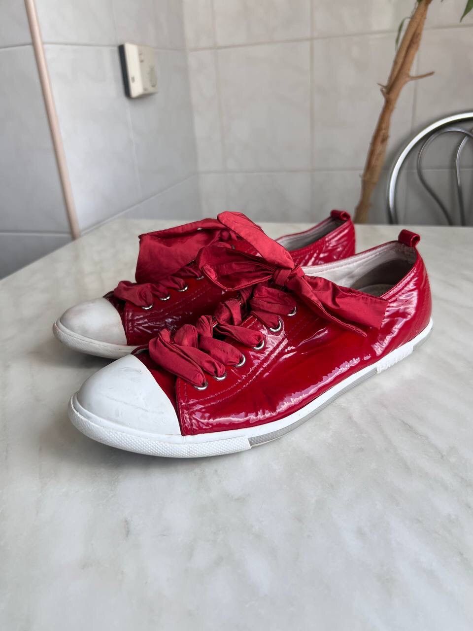 Prada Vintage Prada Sneakers 2000s Red Leather Y2K Luxury Size US 8 / IT 38 - 1 Thumbnail