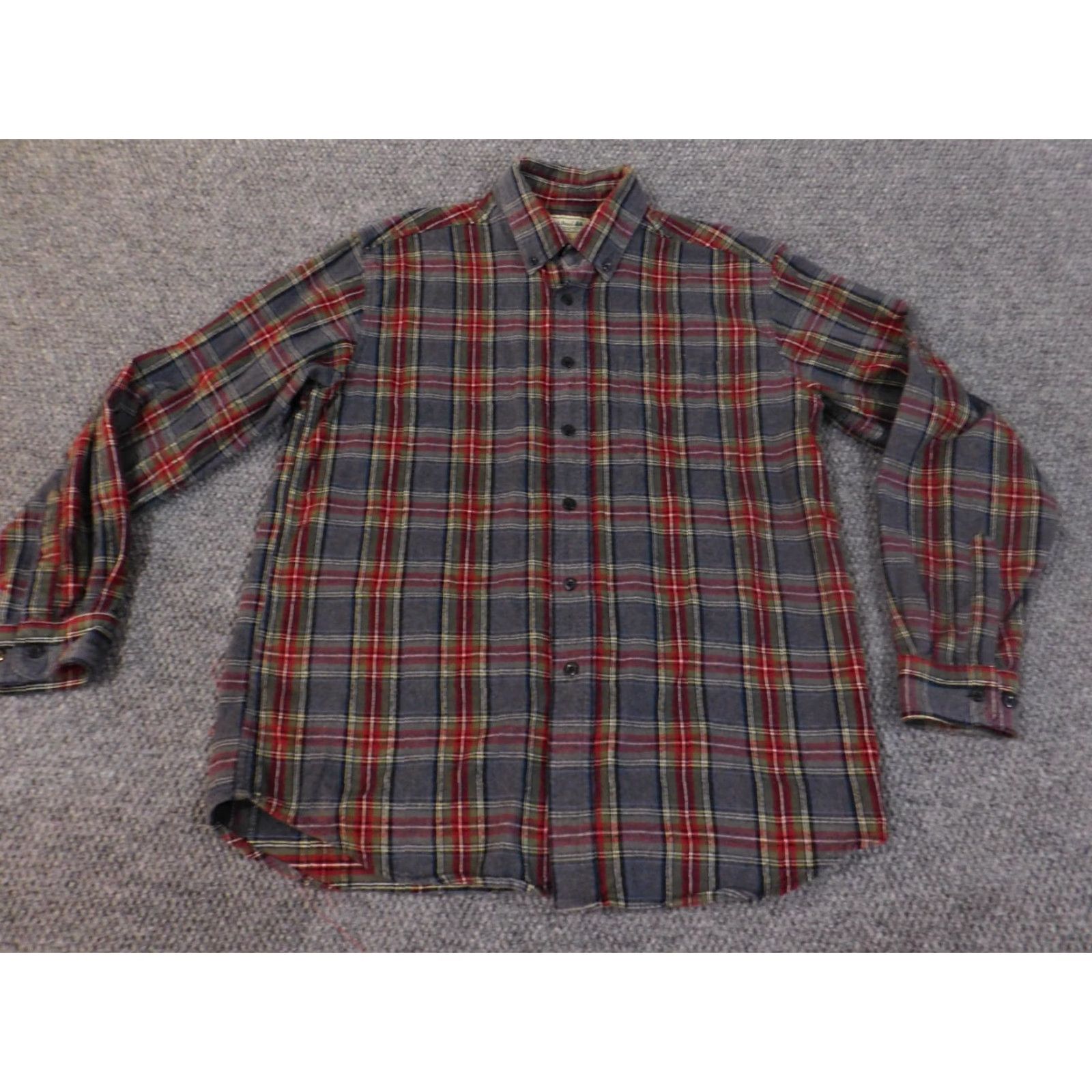 Vintage LL Bean Flannel Shirt Mens M Gray Plaid Button-Up Outdoors Regular Cotton Long Sleeve Vintage No N/A Size US M / EU 48-50 / 2 - 2 Thumbnail