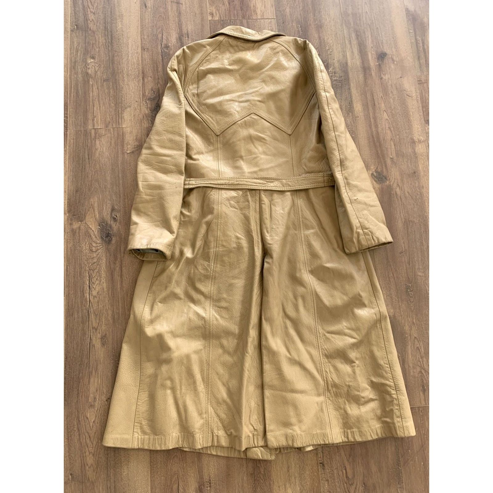 Fedeli VINTAGE Suede Life Brown Leather Collared Trench Coat Womens Size 18 Long Sleeve Coat Size XXL / US 16-18 / IT 52-54 - 3 Thumbnail