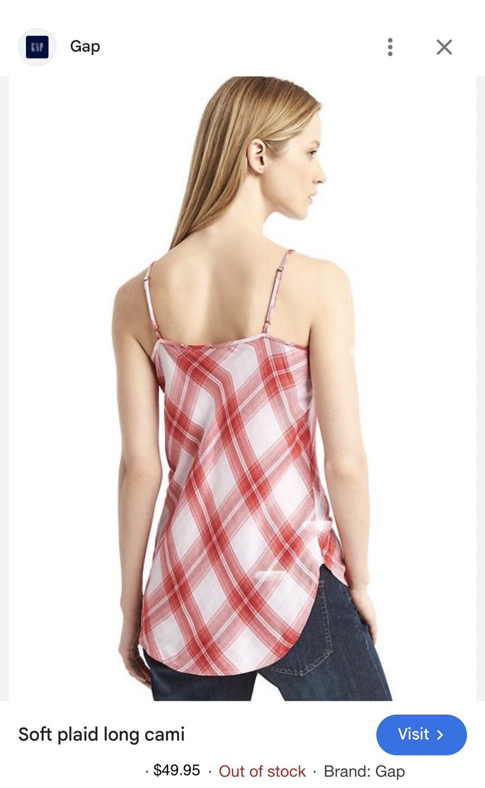 Gap GAP - Red and white Soft plaid Long Cami Size S / US 4 / IT 40 - 2 Thumbnail