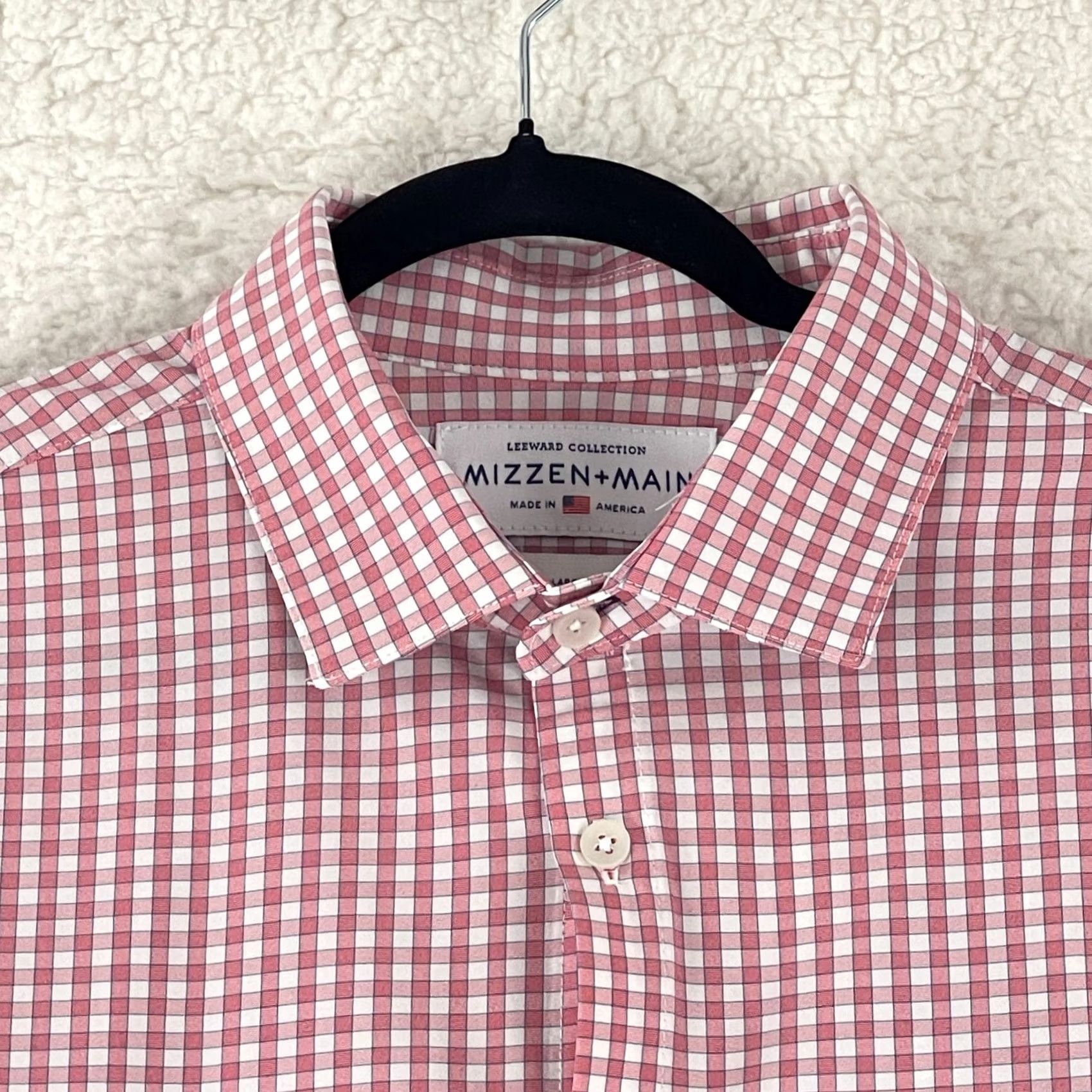 Mizzen+Main Mizzen+Main Dress Shirt Mens XXL Red Plaid Button-Up Sleeve Long Sleeve Regular Fit USA Made EUC Size 48R - 4 Thumbnail
