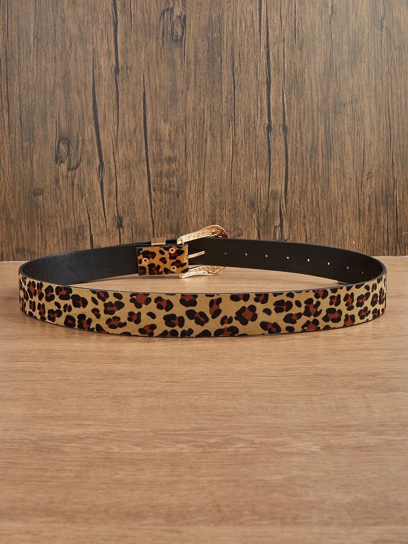 Designer × Vintage Leopard Engraved Metal Buckle Jeans Belt Size ONE SIZE - 4 Thumbnail