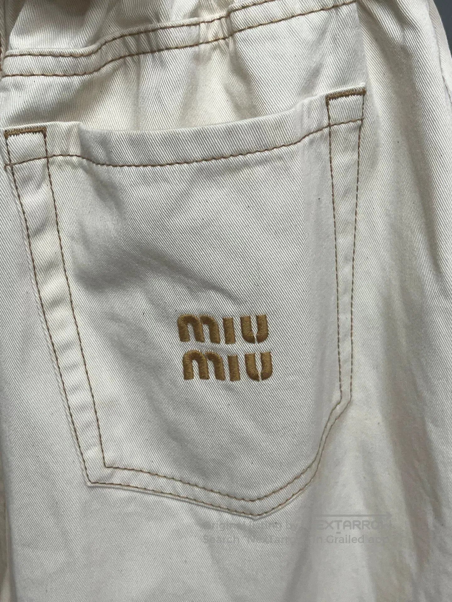 Miu Miu cream flower bud denim trousers. Size 25" / US 0 / IT 36 - 3 Thumbnail