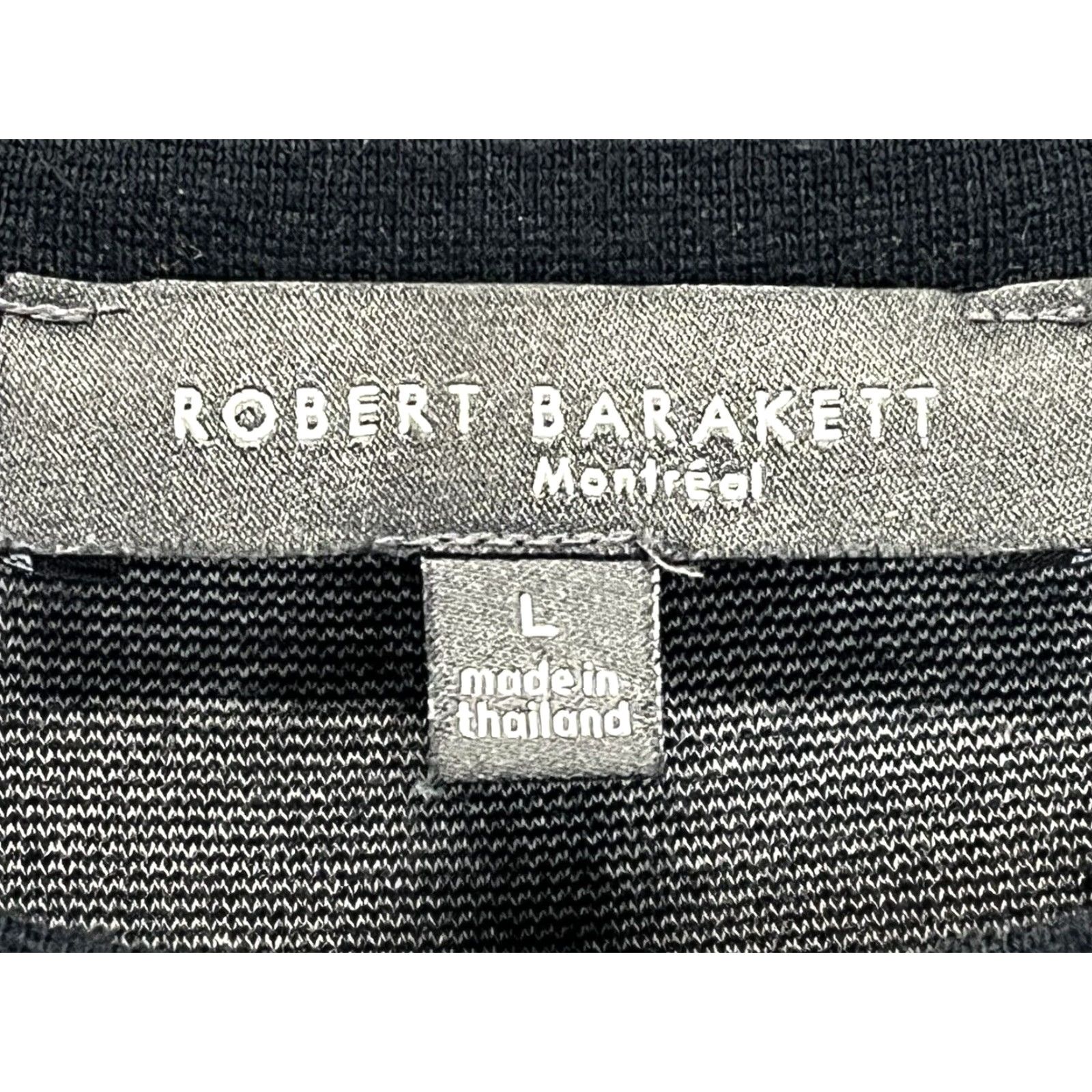 Vintage Robert Barakett Men's Long Sleeve Striped Casual T-Shirt Large Gray Black Size US L / EU 52-54 / 3 - 4 Thumbnail