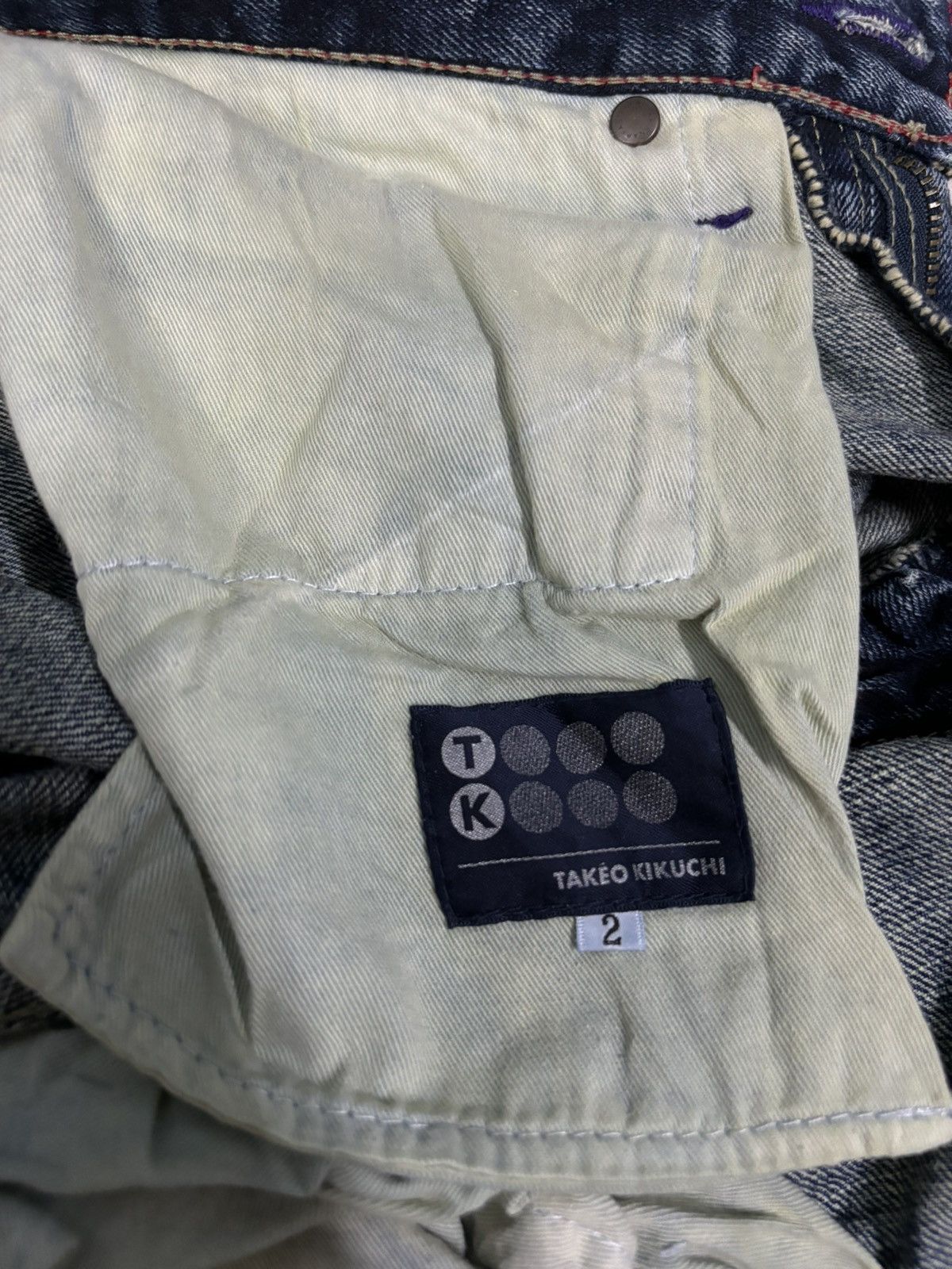 Number (N)ine Vintage Takeo Kikuchi Stitched Clawmark Loose Straight Jeans Size US 31 - 18 Thumbnail