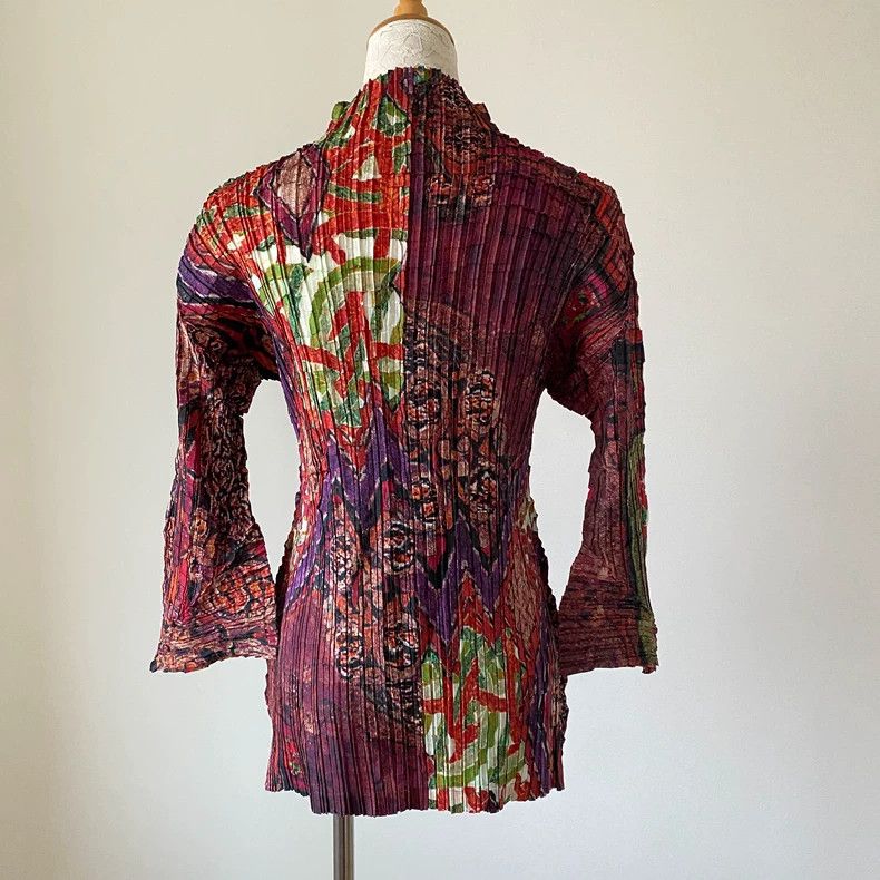 Issey Miyake Issey Miyake Ethnic oil painting pleated long-sleeved Size M / US 6-8 / IT 42-44 - 3 Thumbnail
